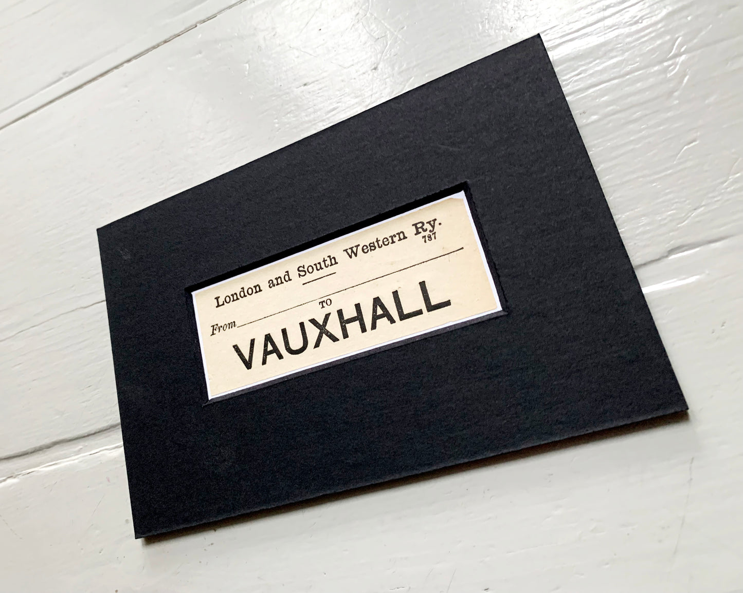 Vintage 'Vauxhall' Paper Luggage Label / Mounted & Matted - 6x4in / 15x10cm