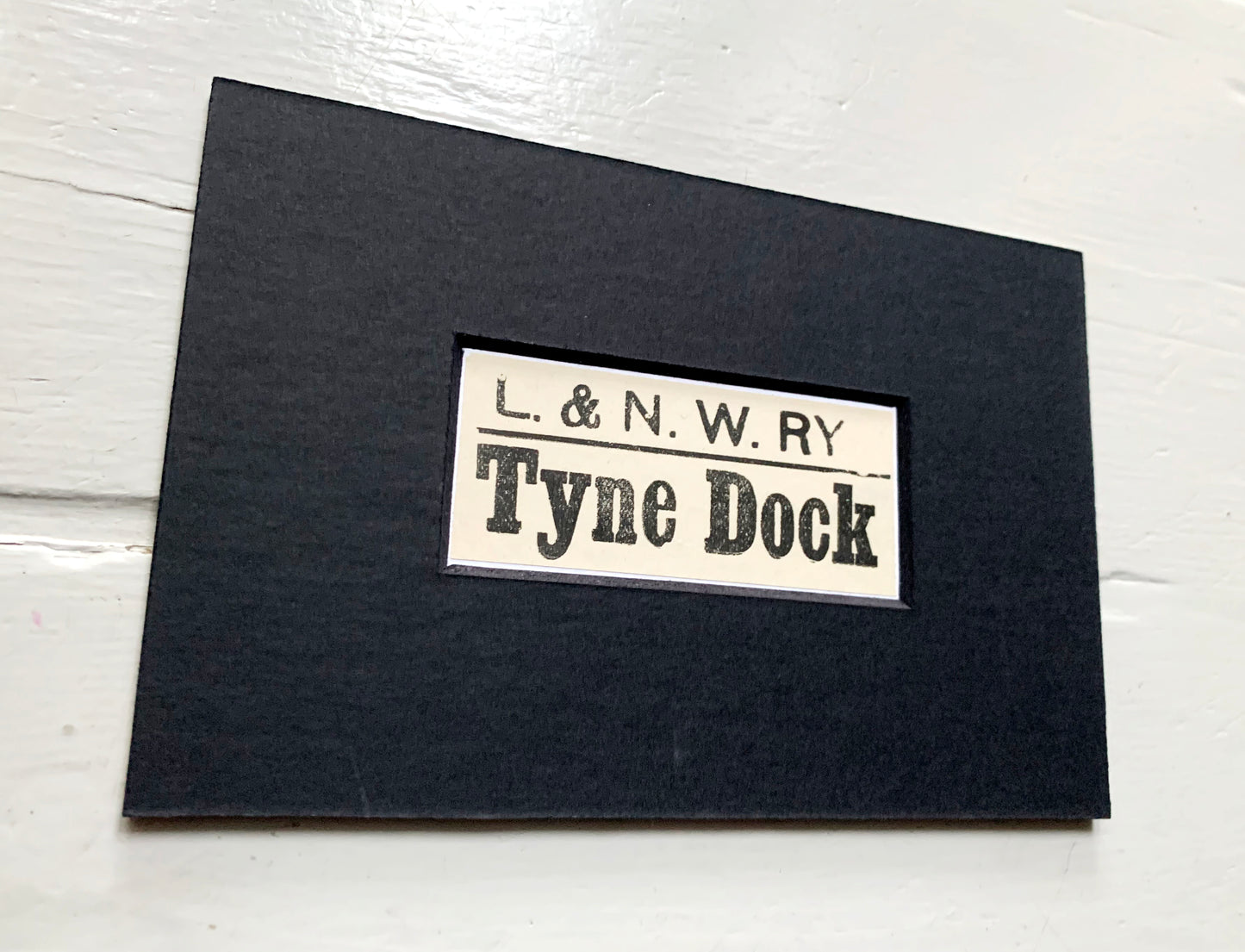 Vintage 'Tyne Dock' Paper Luggage Label / Mounted & Matted - 6x4in / 15x10cm