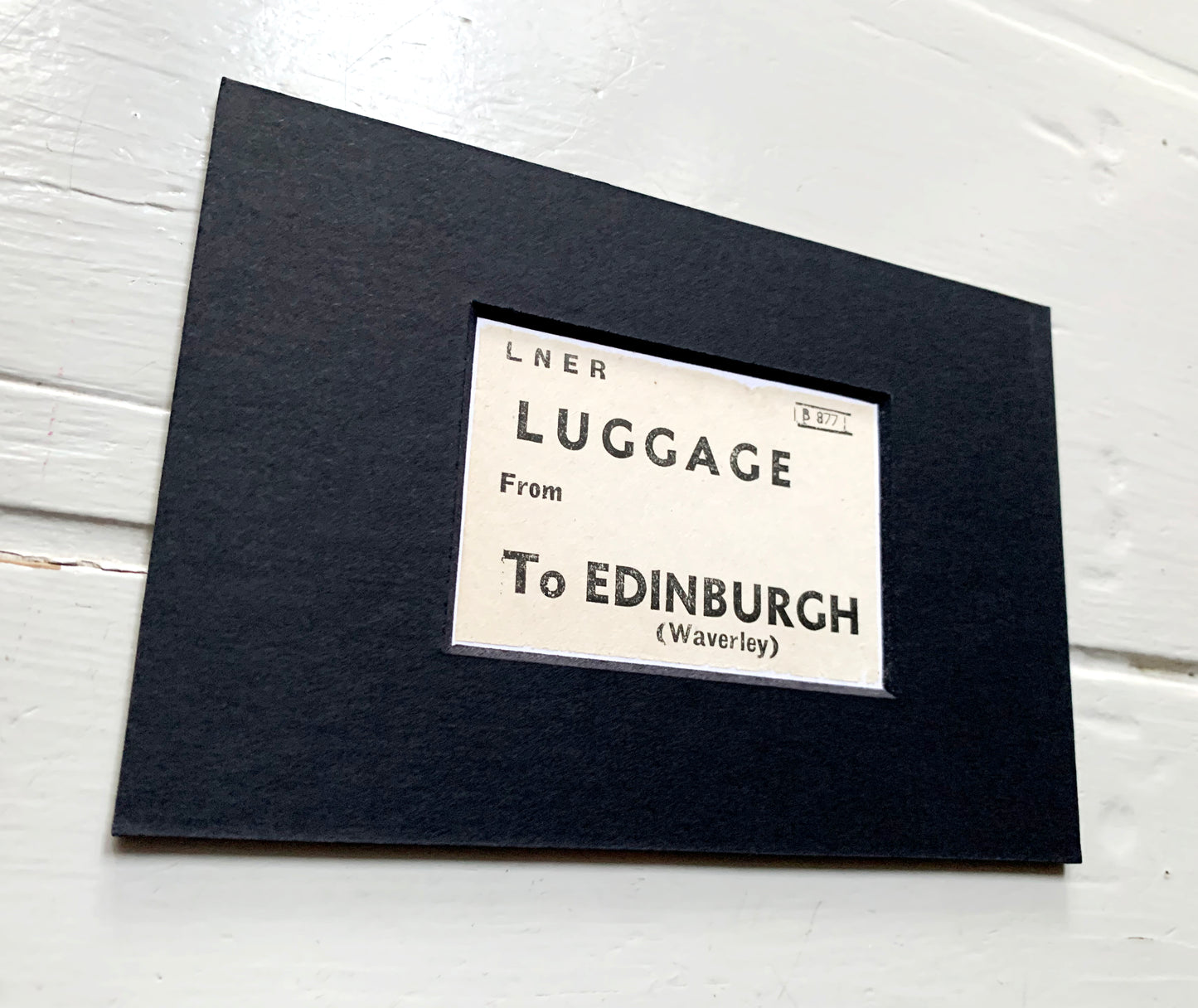 Vintage 'Edinburgh' Paper Luggage Label / Mounted & Matted - 6x4in / 15x10cm