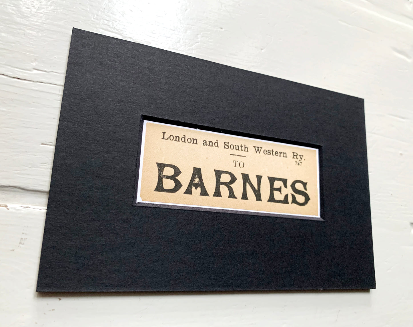 Vintage 'Barnes' Paper Luggage Label / Mounted & Matted - 6x4in / 15x10cm