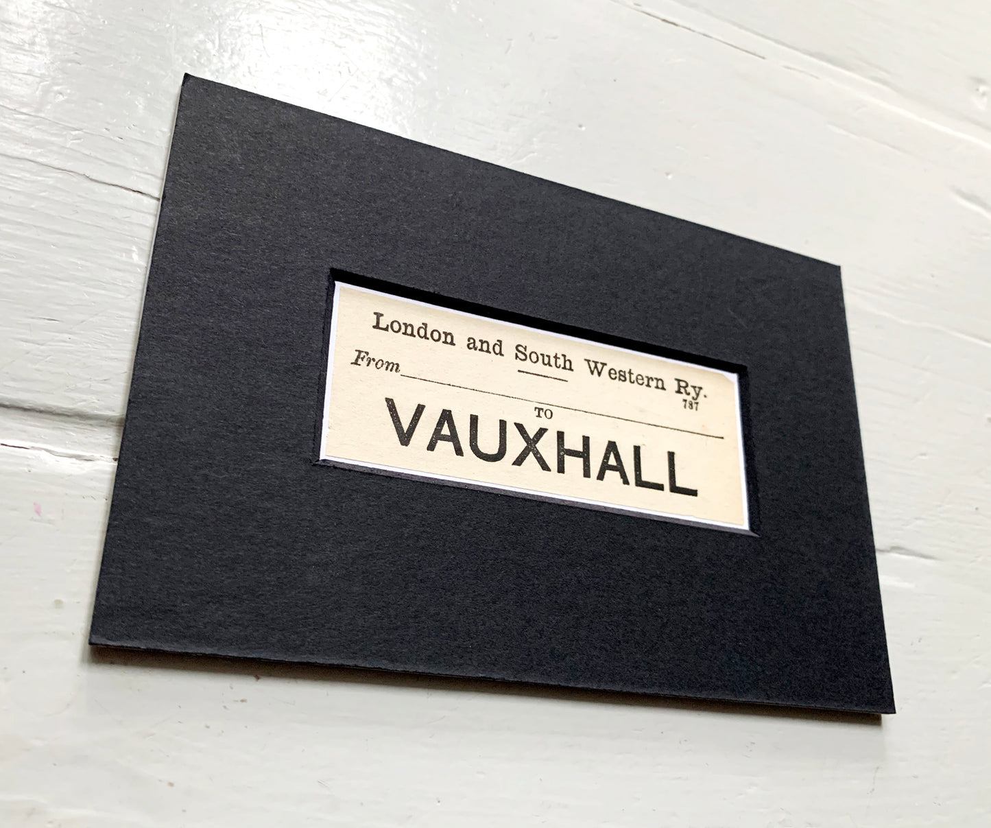 Vintage 'Vauxhall' Paper Luggage Label / Mounted & Matted - 6x4in / 15x10cm