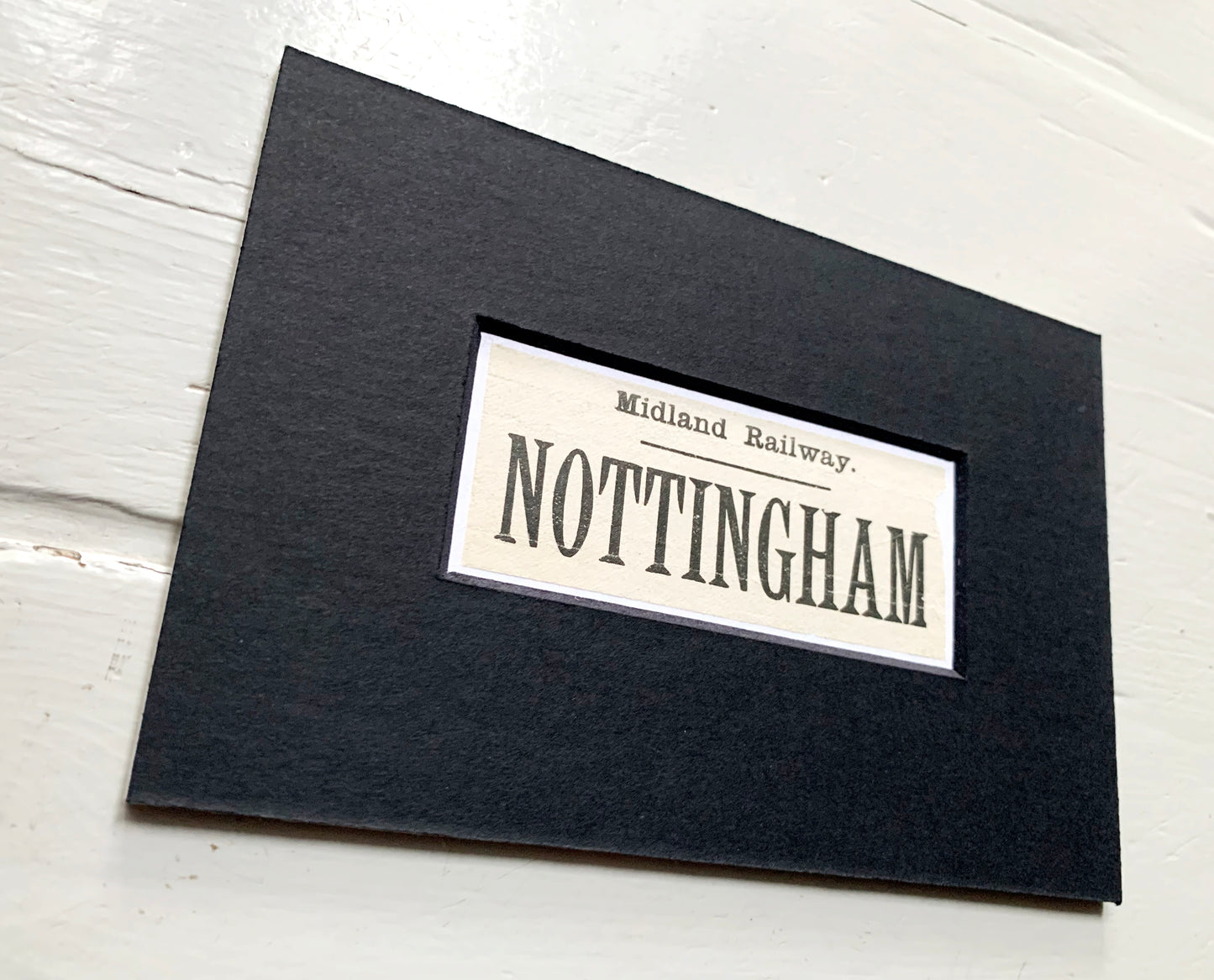 Vintage 'Nottingham' Paper Luggage Label / Mounted & Matted - 6x4in / 15x10cm