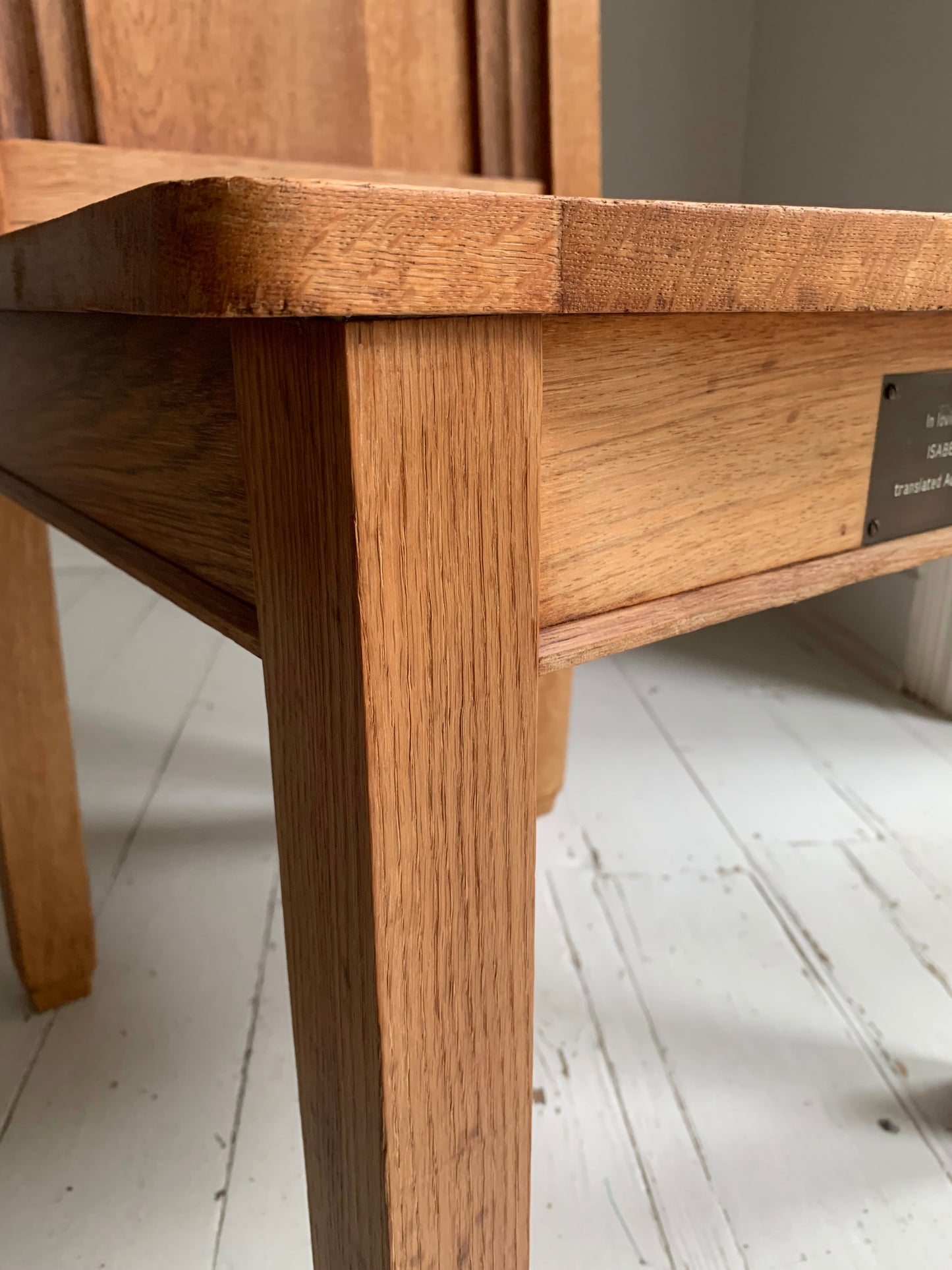 Pair of Vintage Solid English Oak Hall Chairs - Art Deco Church Altar Chairs