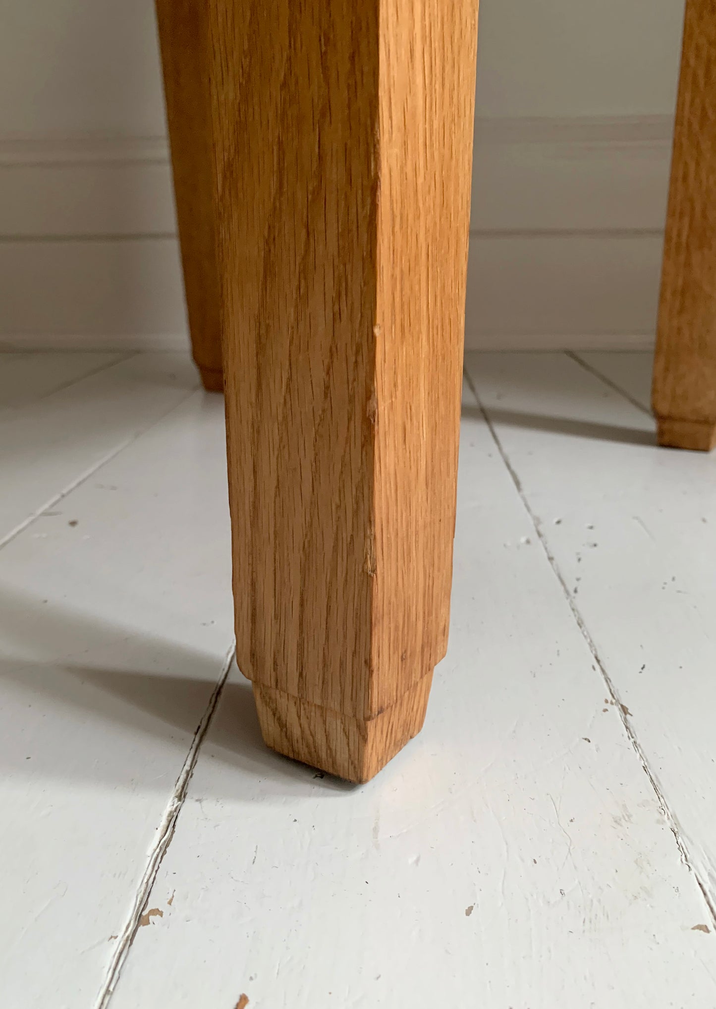Pair of Vintage Solid English Oak Hall Chairs - Art Deco Church Altar Chairs