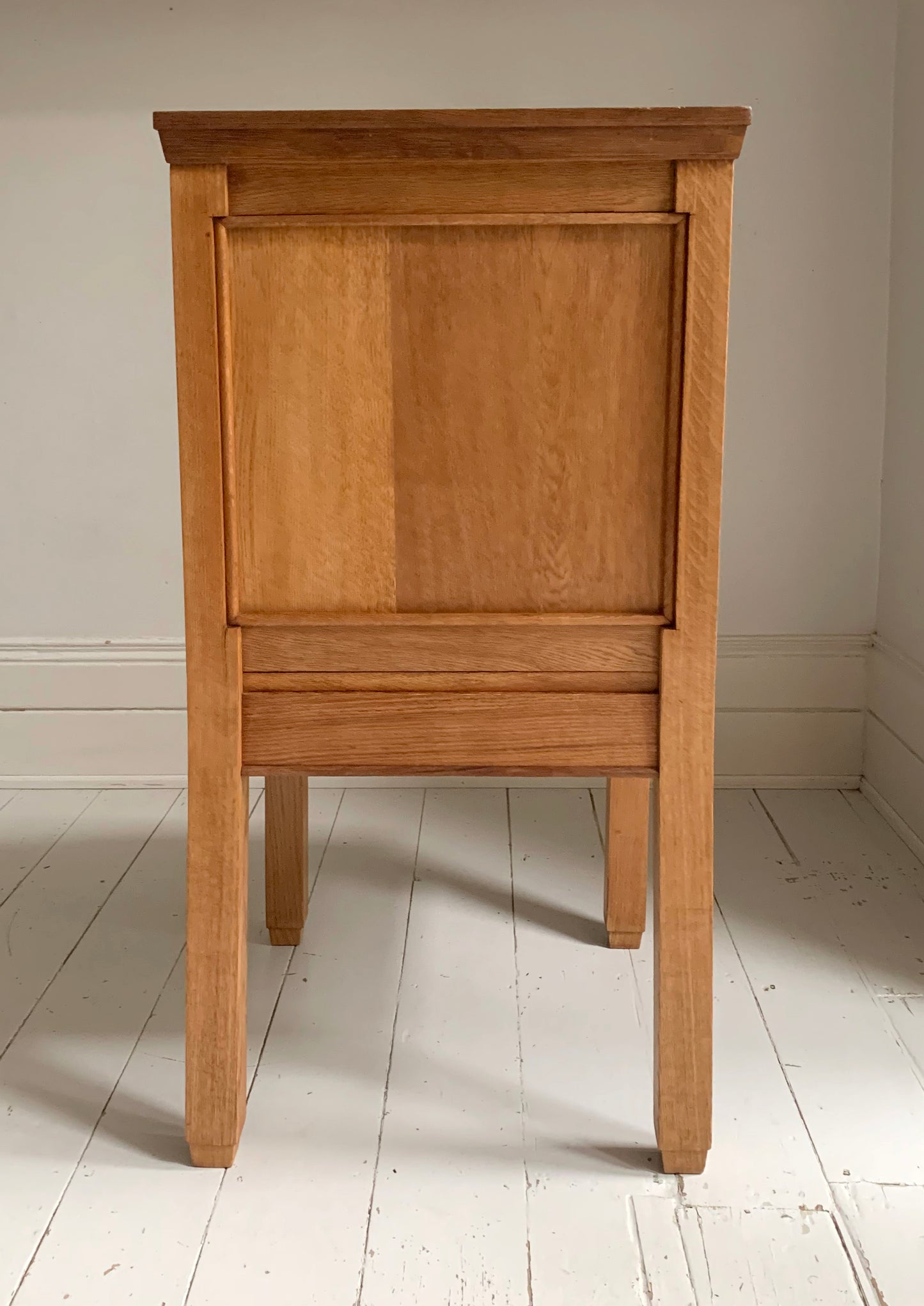 Pair of Vintage Solid English Oak Hall Chairs - Art Deco Church Altar Chairs