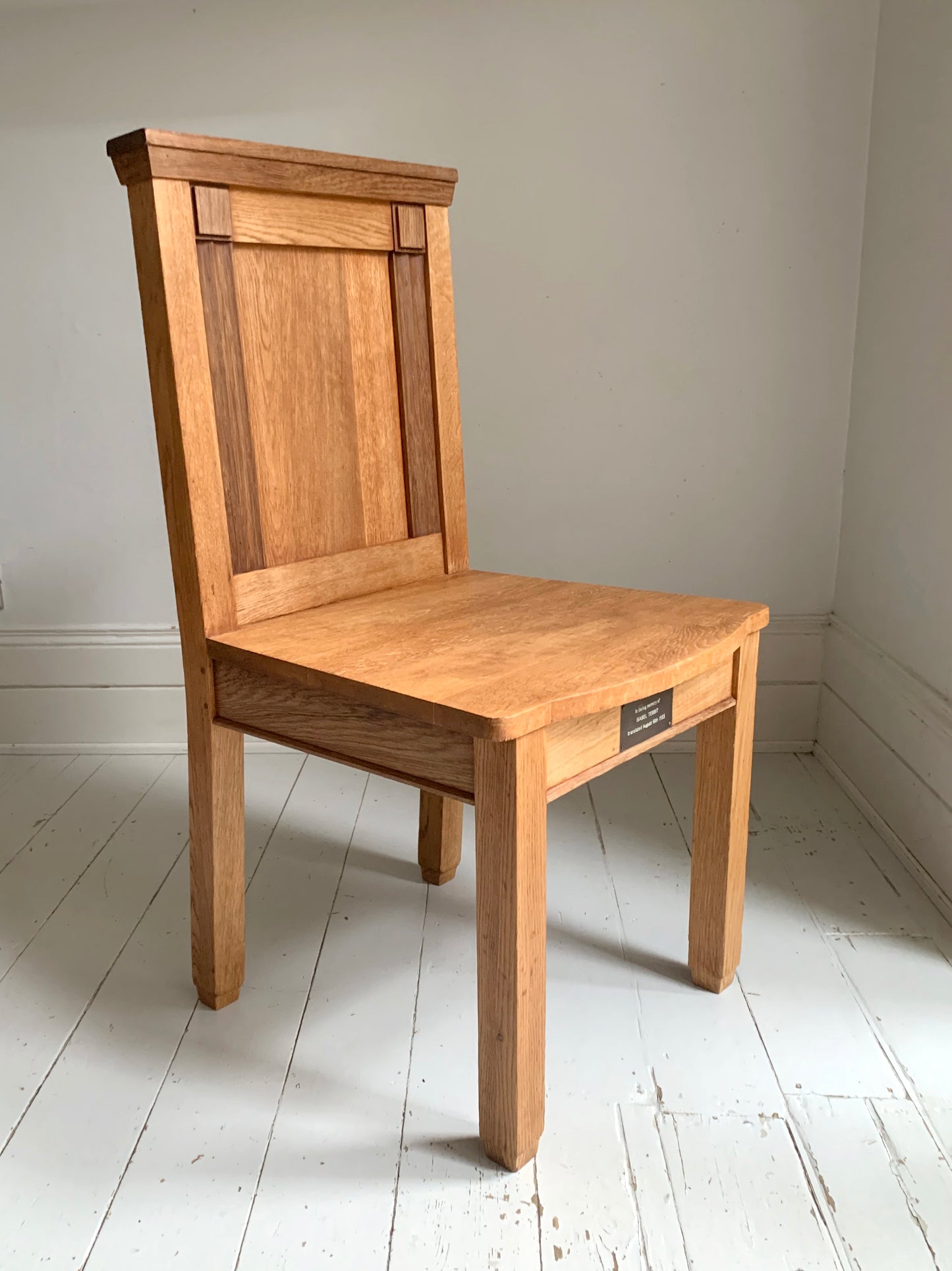 Pair of Vintage Solid English Oak Hall Chairs - Art Deco Church Altar Chairs