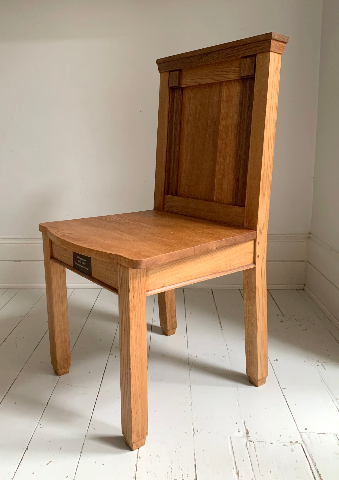 Pair of Vintage Solid English Oak Hall Chairs - Art Deco Church Altar Chairs