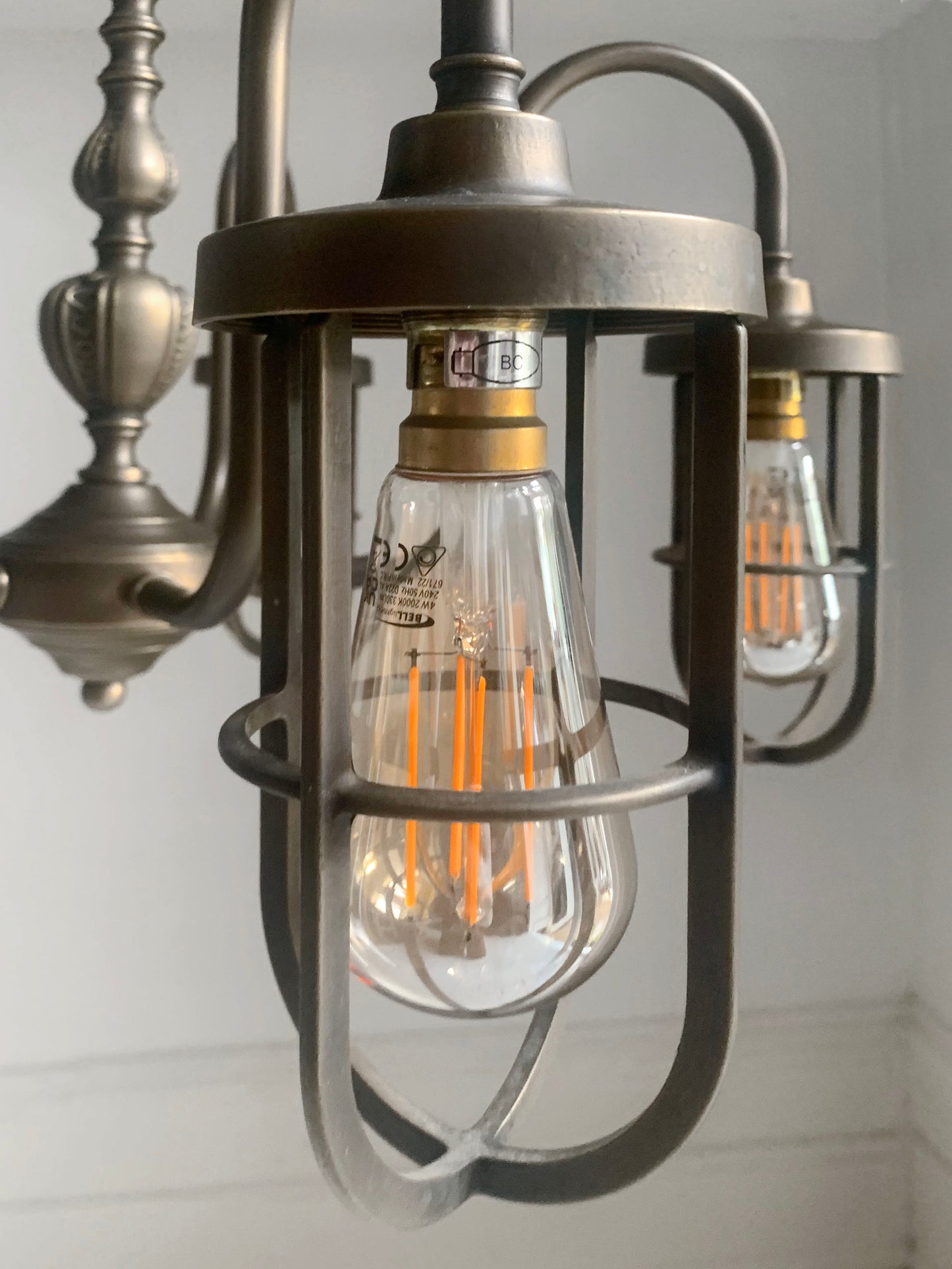 Five Arm Chandelier, With Bulk Head Style Lights, Industrial Pendant Steam Punk Lighting