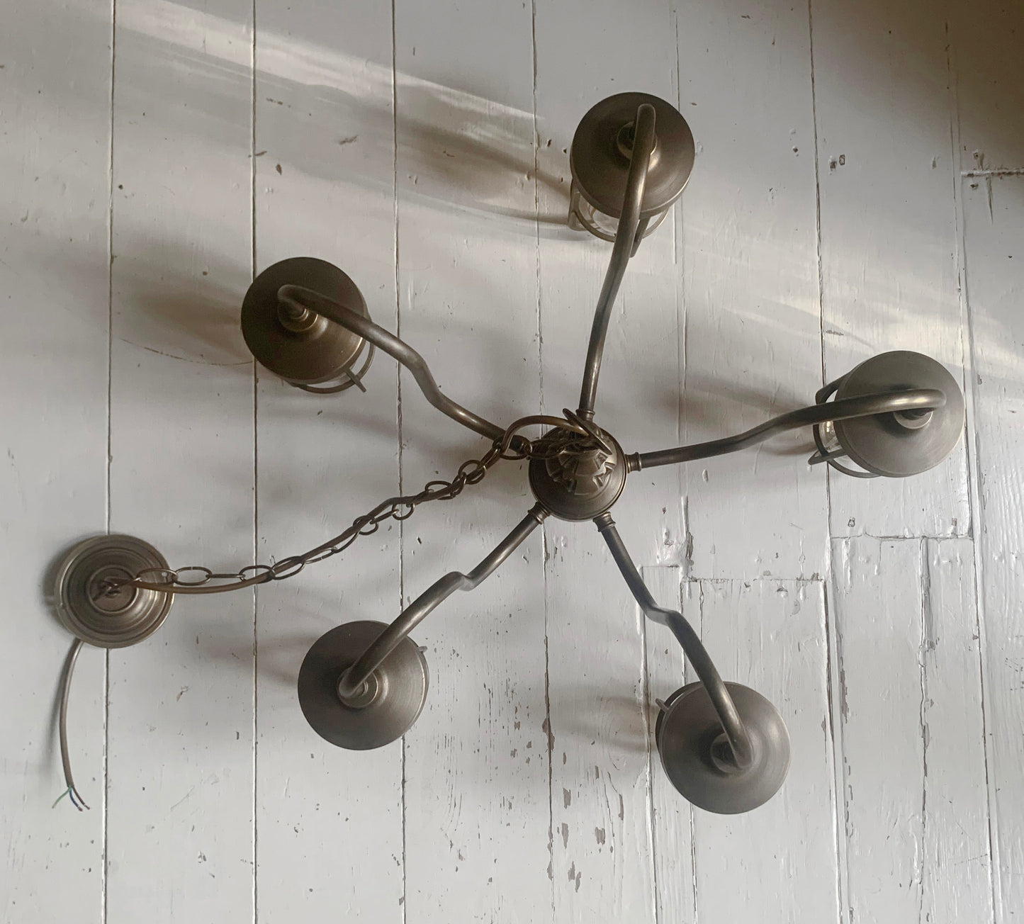 Five Arm Chandelier, With Bulk Head Style Lights, Industrial Pendant Steam Punk Lighting