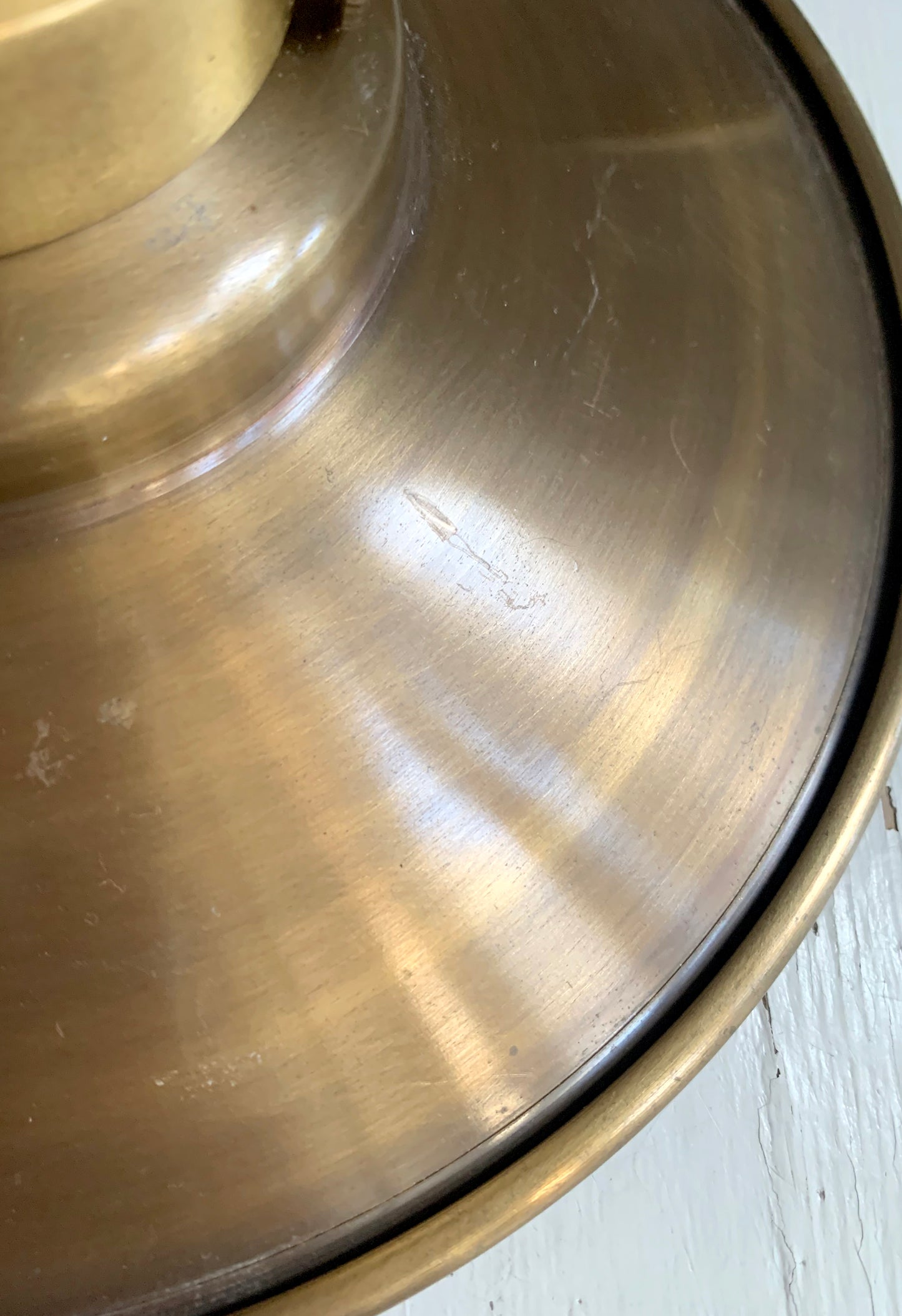 Pair of Industville Brooklyn Flat Pendant Lights, 8 Inch, Brass & Brass Holder