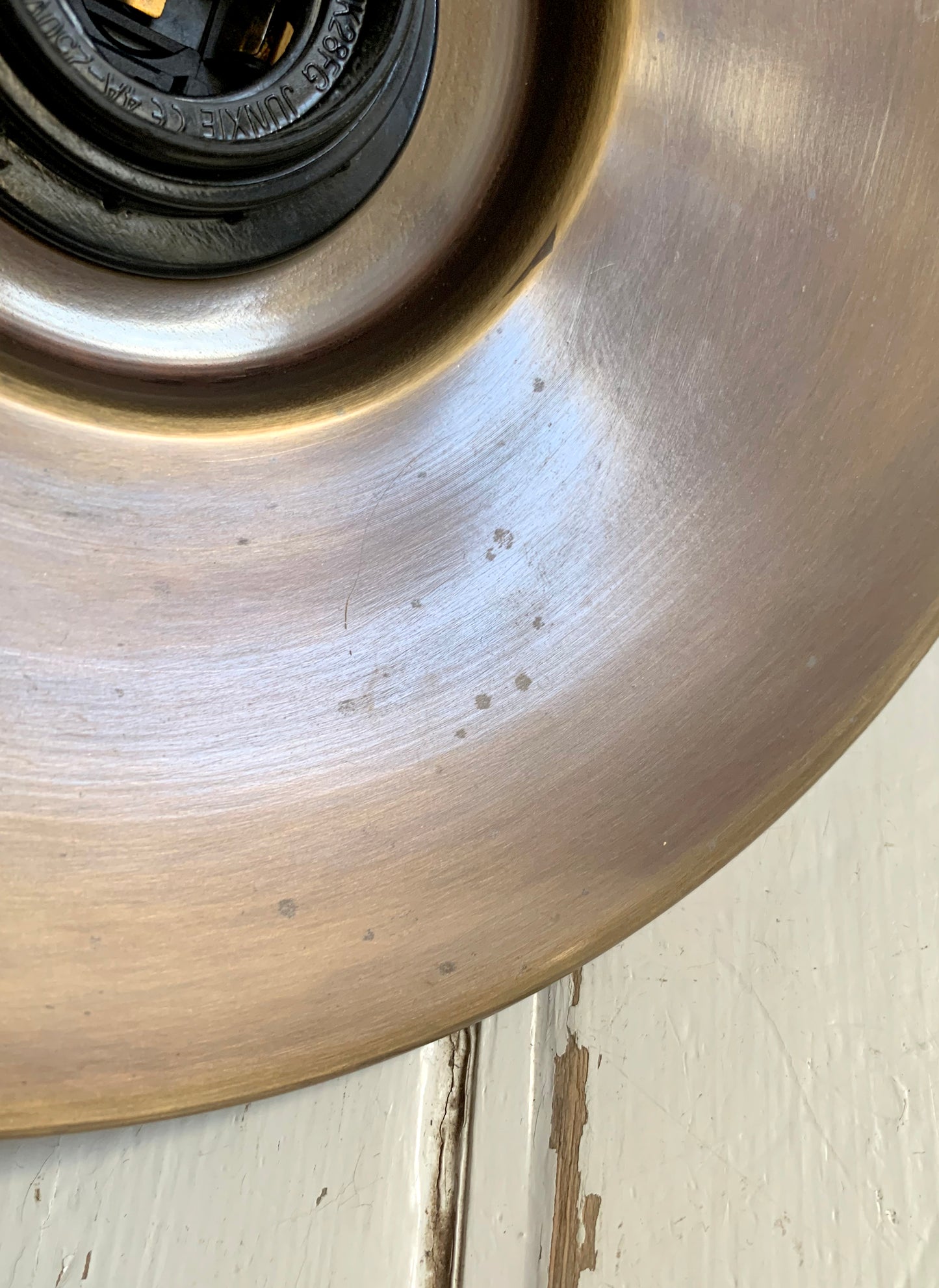 Pair of Industville Brooklyn Flat Pendant Lights, 8 Inch, Brass & Brass Holder