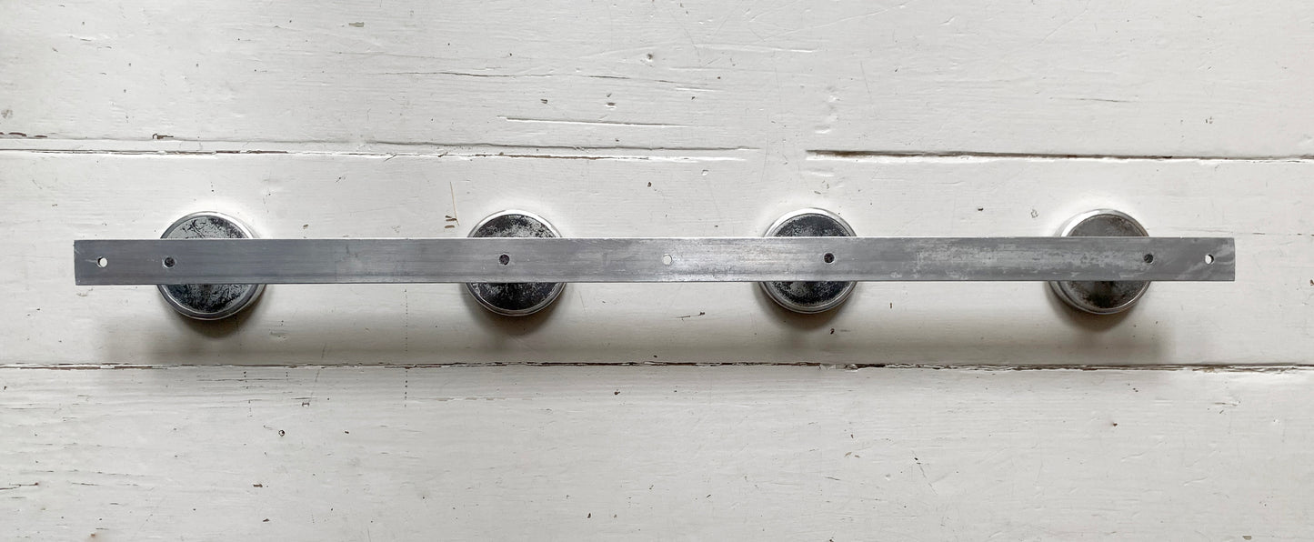 Mid Century Modern, French Wall Mounted Aluminium Coat Rack with 4 Round Hooks