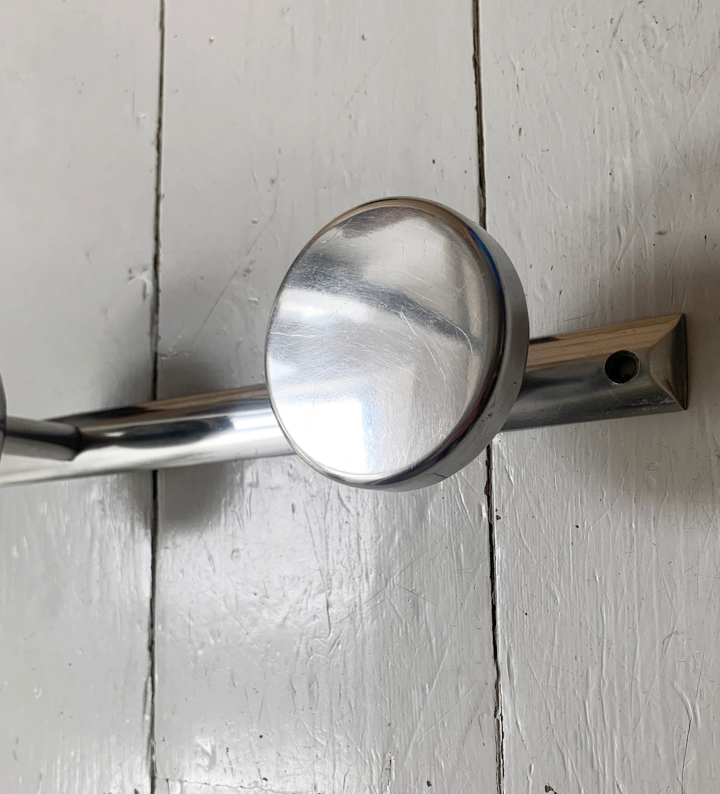 Mid Century Modern, French Wall Mounted Aluminium Coat Rack with 4 Round Hooks