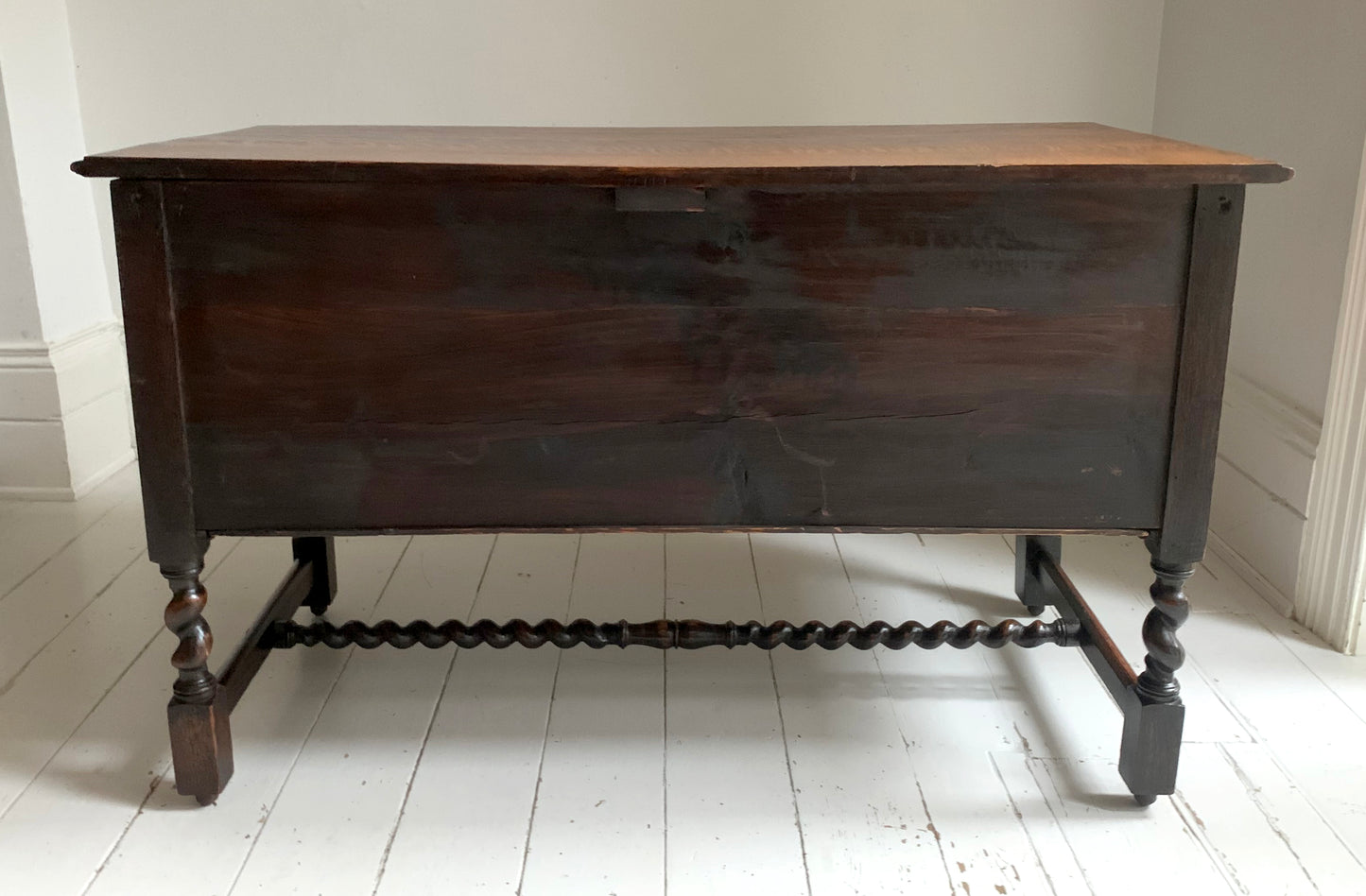 Elegant Edwardian Two Drawer Jacobean Revival Oak Chest of Drawers