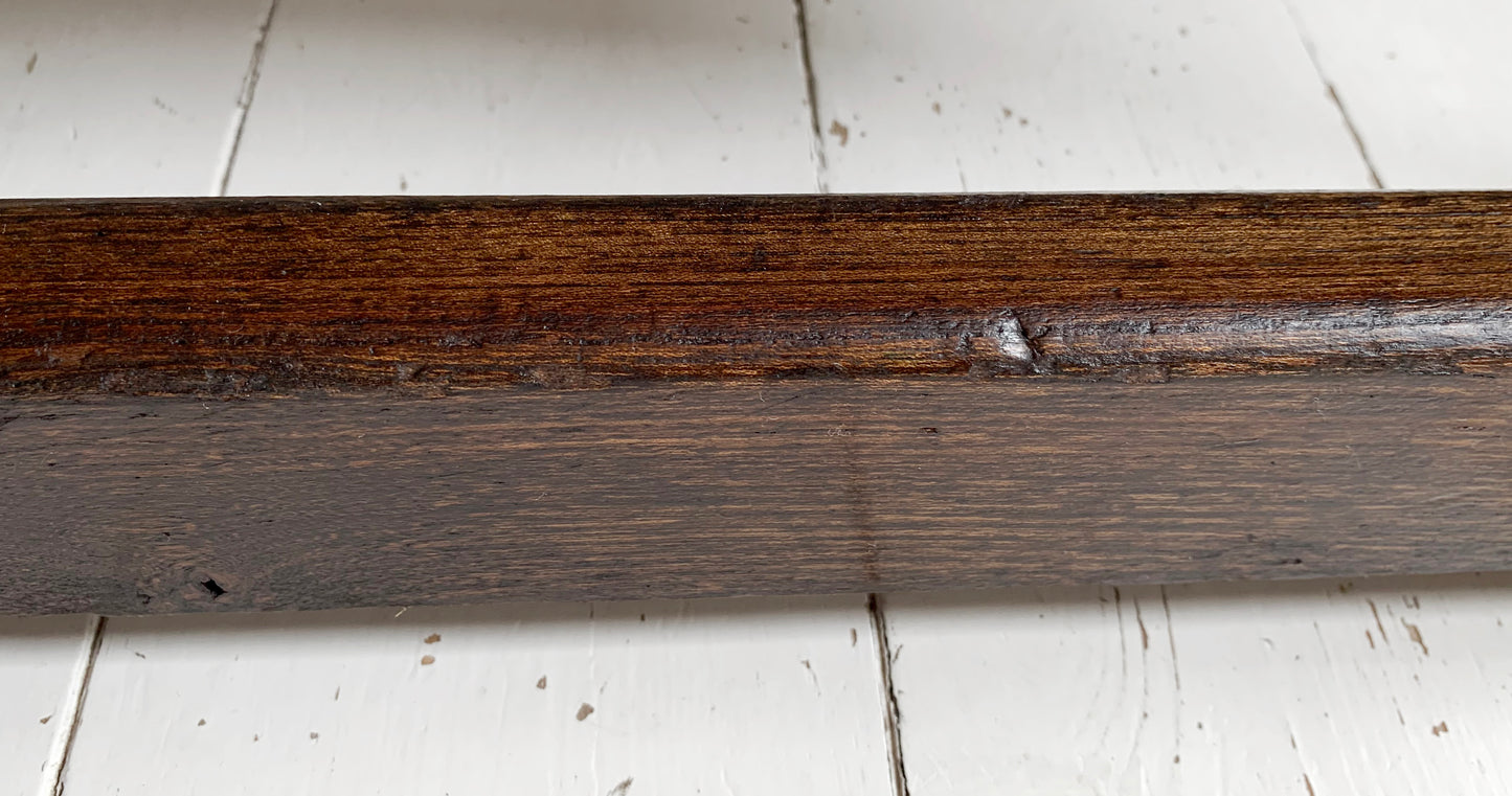 Antique Oak Panelled Back Settle Without Arms with RA Initial Carving / 91cm