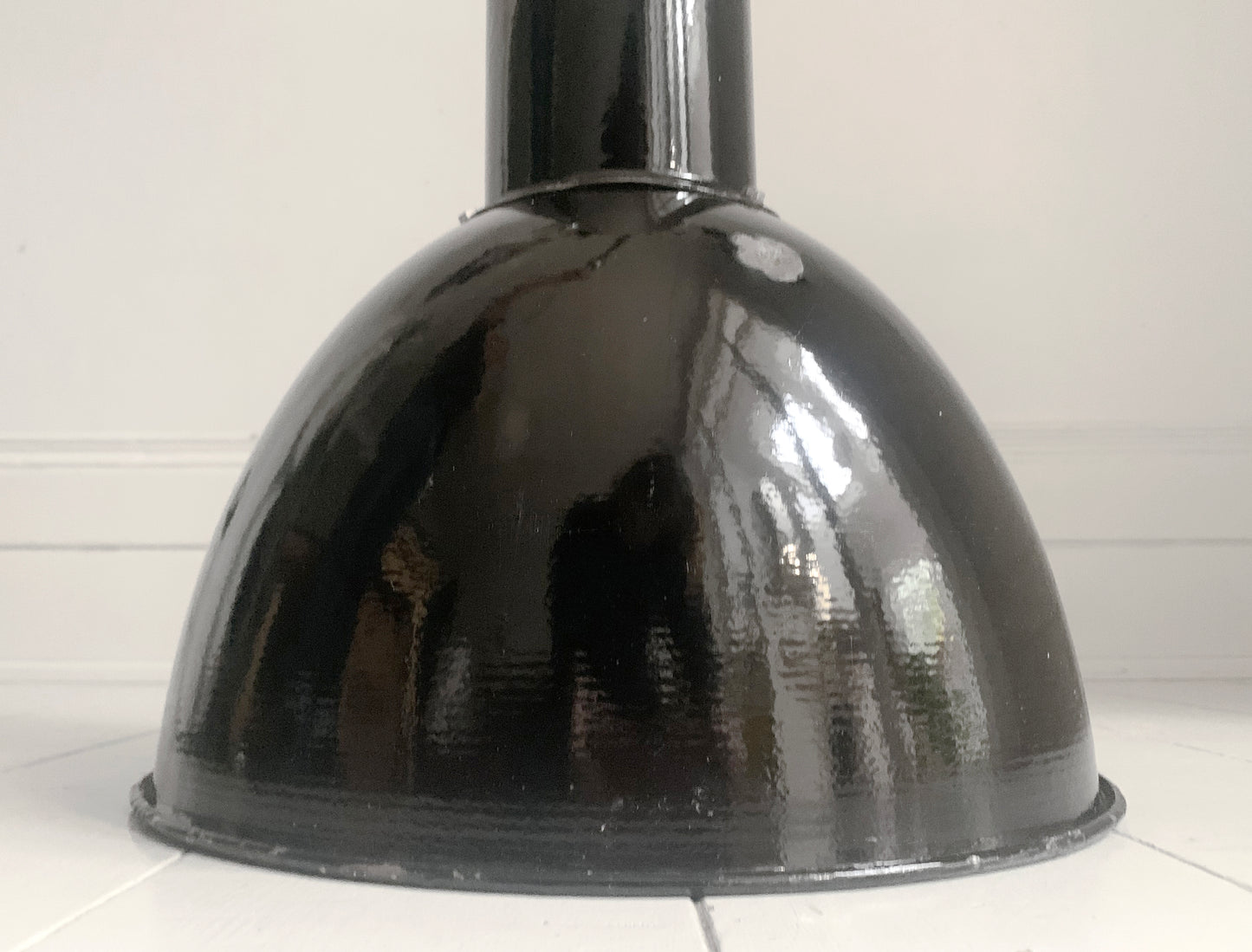 Vintage Industrial Black Enamel Pendant Lamp By Elektrosvit, 1950's / Soviet Era
