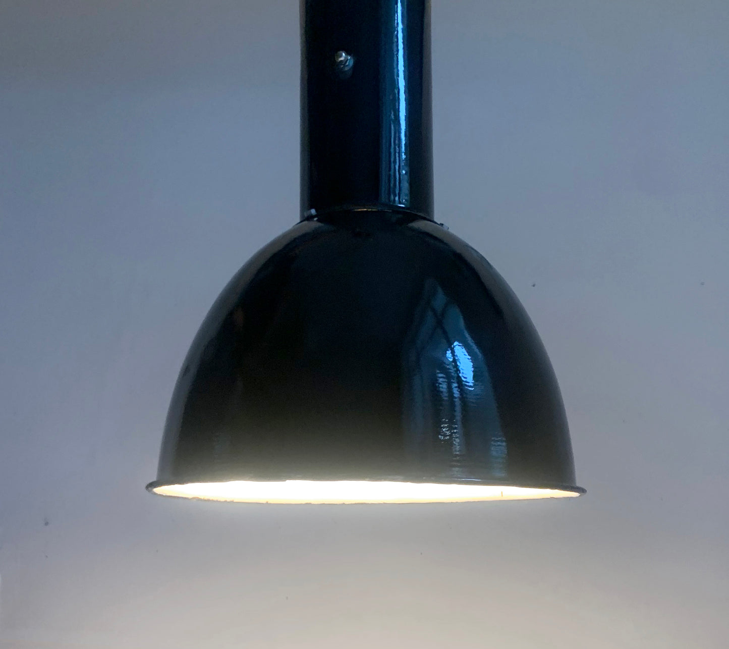 Vintage Industrial Black Enamel Pendant Lamp By Elektrosvit, 1950's / Soviet Era