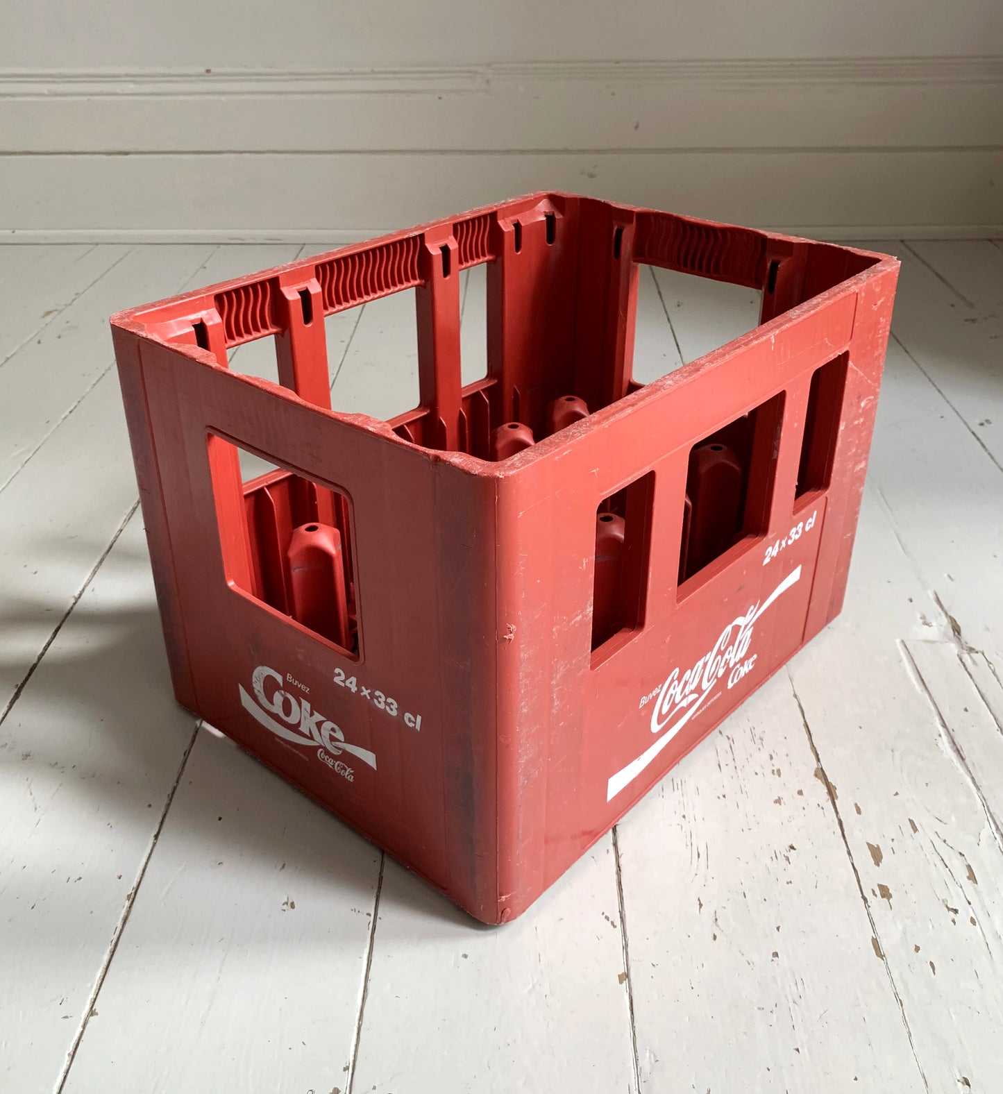 Vintage French Coca Cola / Coke Red Stacking Bottle Crate. Dated 1994