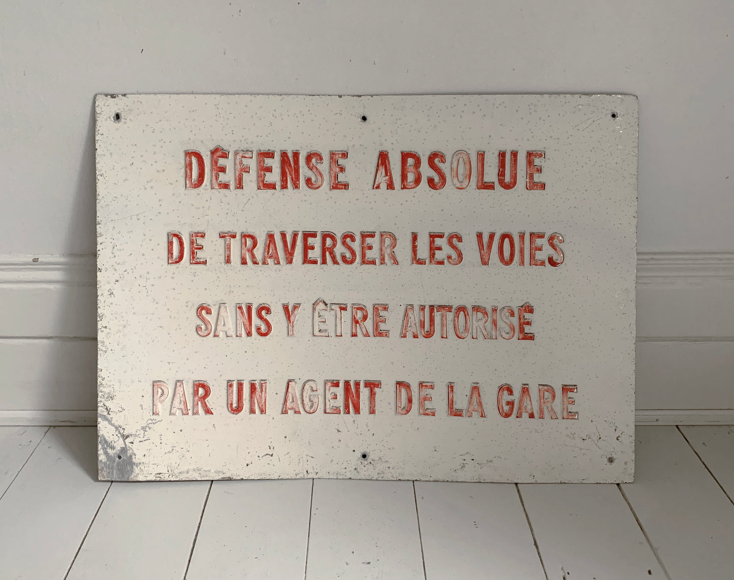 Rare Vintage SNCF French Railway Sign - Embossed Letters On Metal