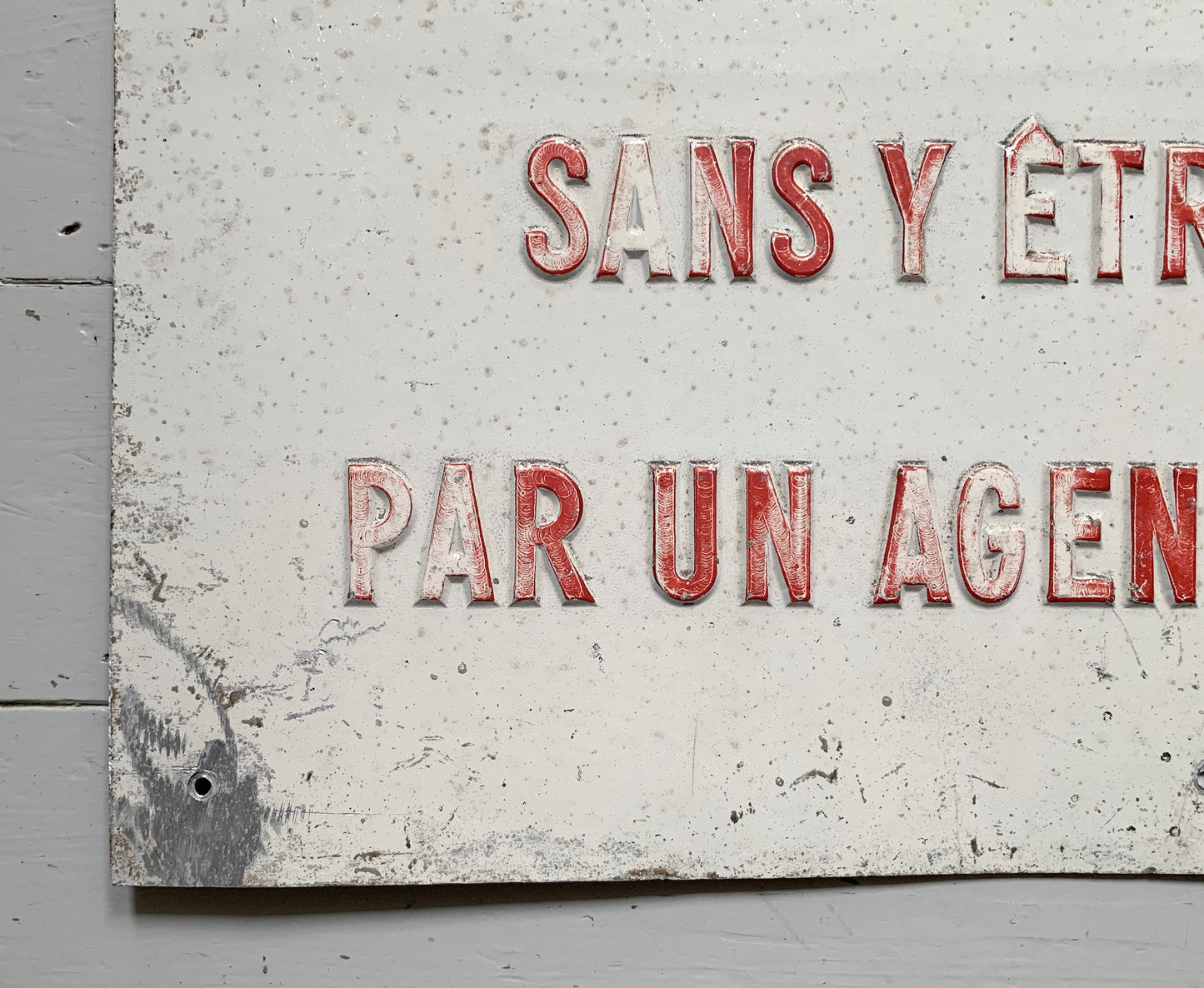 Rare Vintage SNCF French Railway Sign - Embossed Letters On Metal