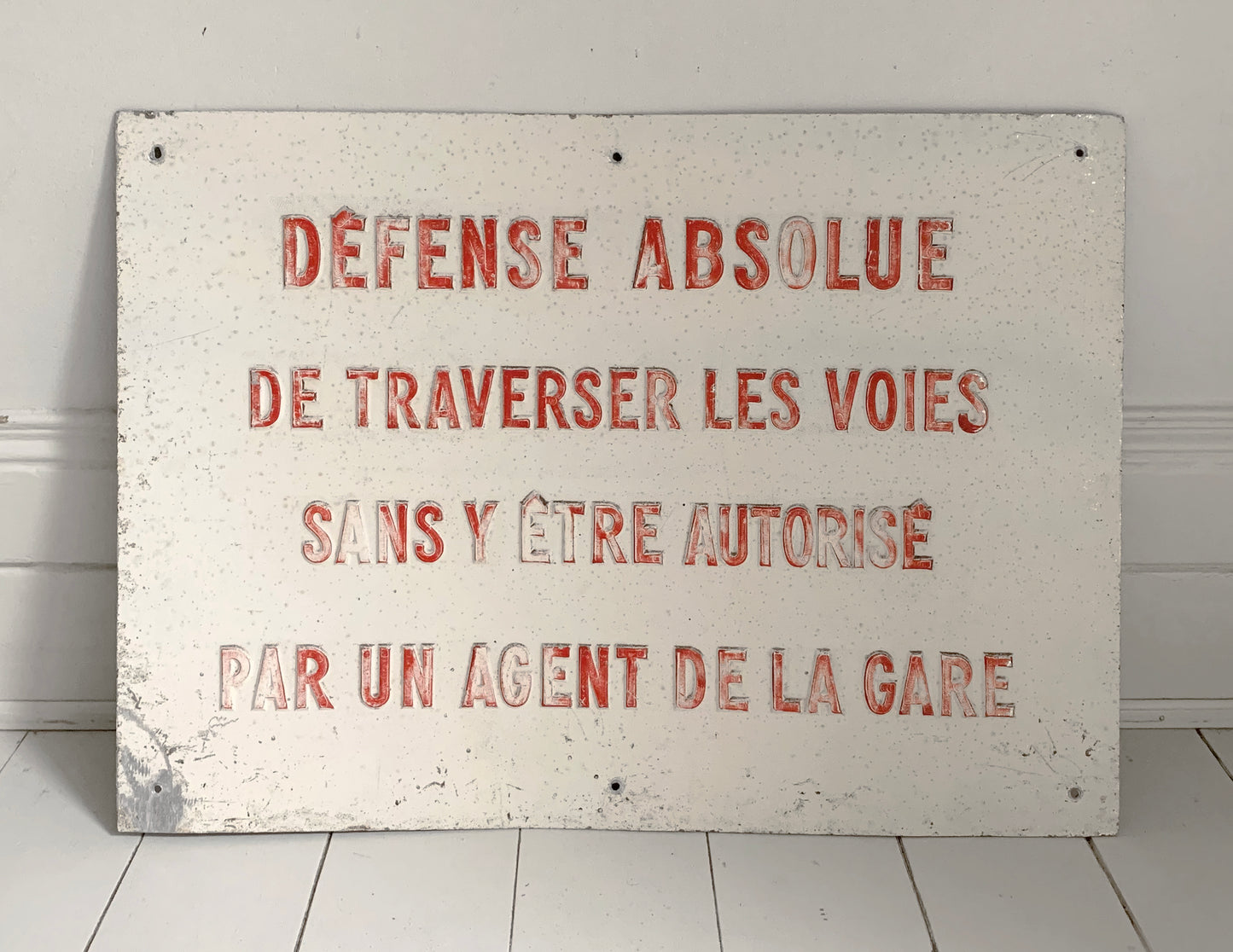Rare Vintage SNCF French Railway Sign - Embossed Letters On Metal