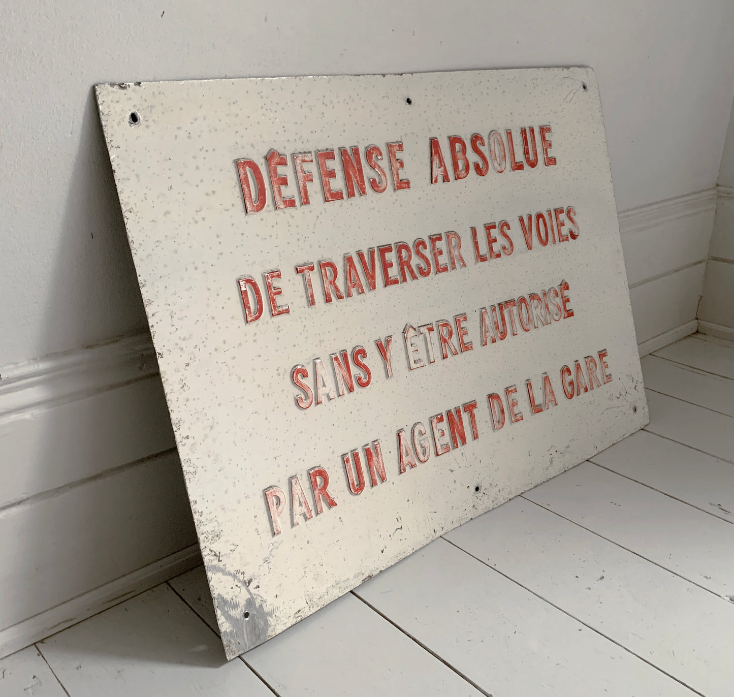 Rare Vintage SNCF French Railway Sign - Embossed Letters On Metal