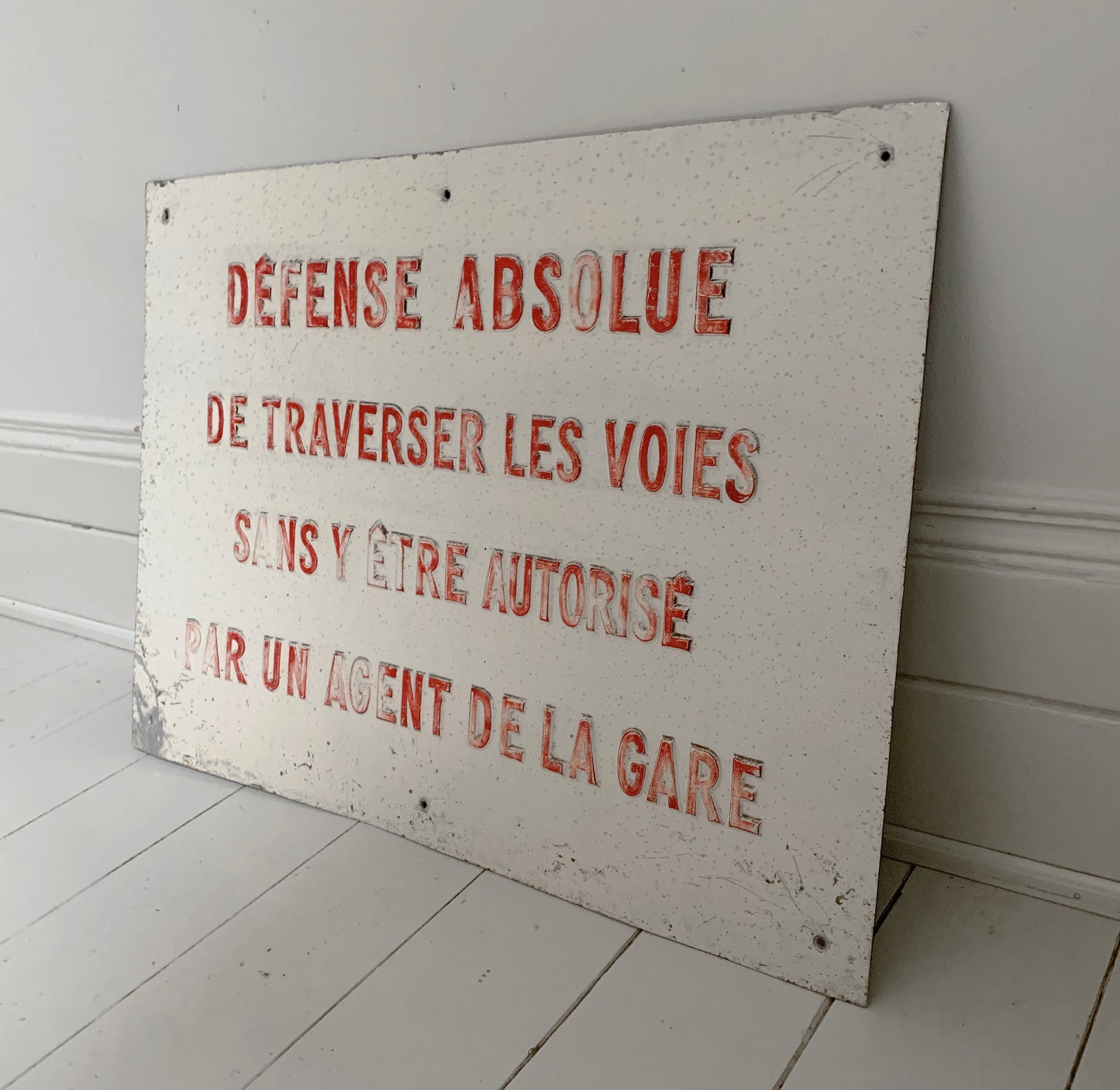 Rare Vintage SNCF French Railway Sign - Embossed Letters On Metal