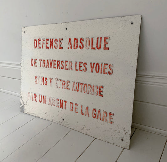 Rare Vintage SNCF French Railway Sign - Embossed Letters On Metal
