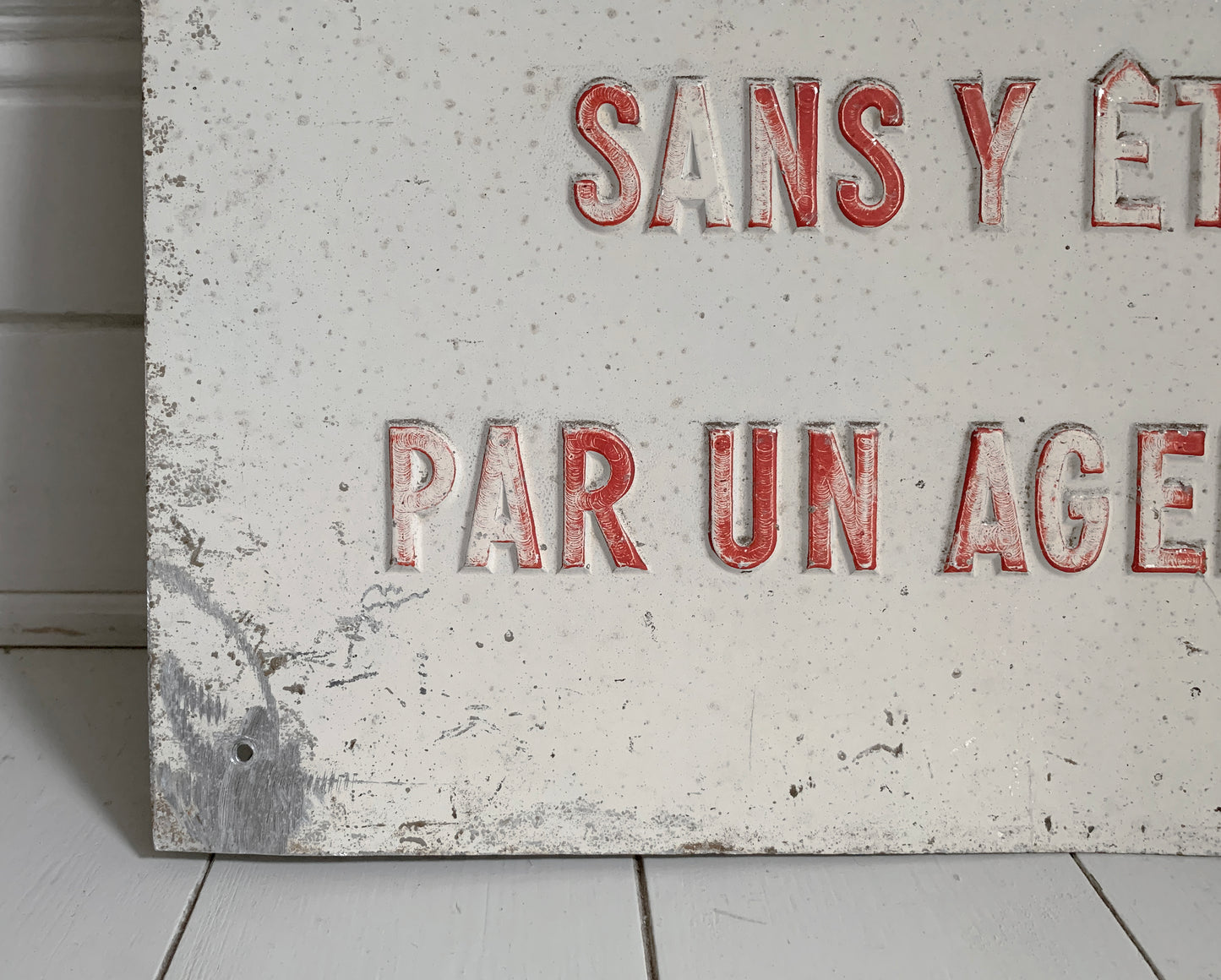 Rare Vintage SNCF French Railway Sign - Embossed Letters On Metal