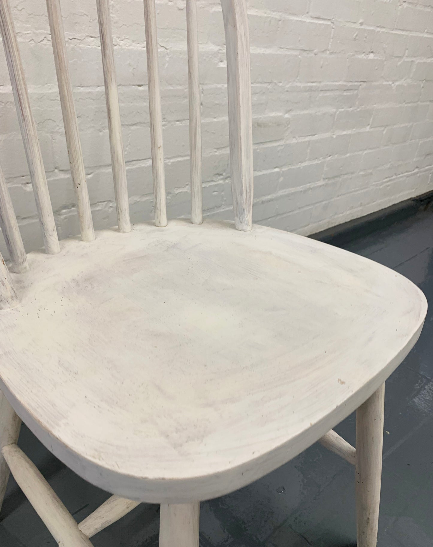 Hoop & Spindle Back Single Chair - Painted White, Solid, Needs final Restoration