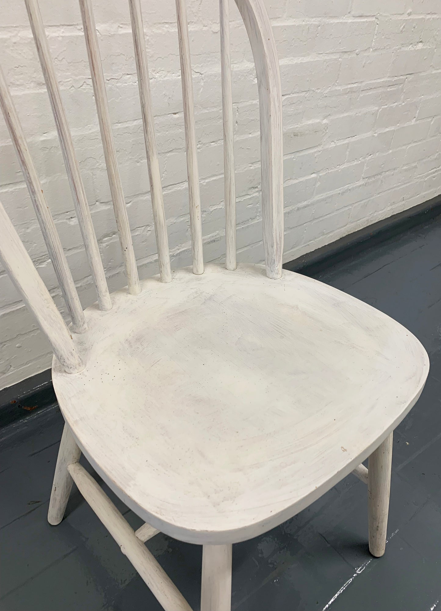 Hoop & Spindle Back Single Chair - Painted White, Solid, Needs final Restoration