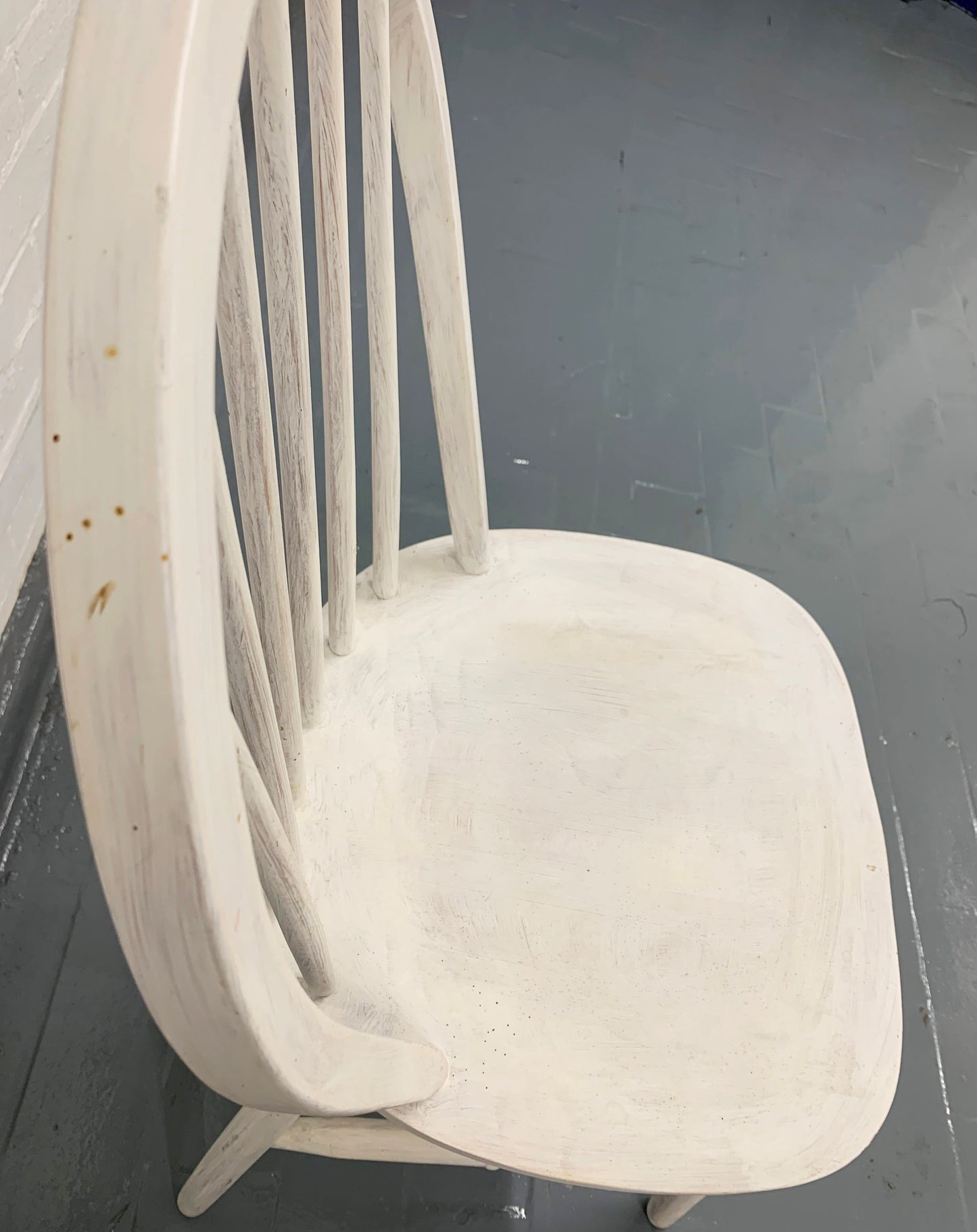 Hoop & Spindle Back Single Chair - Painted White, Solid, Needs final Restoration