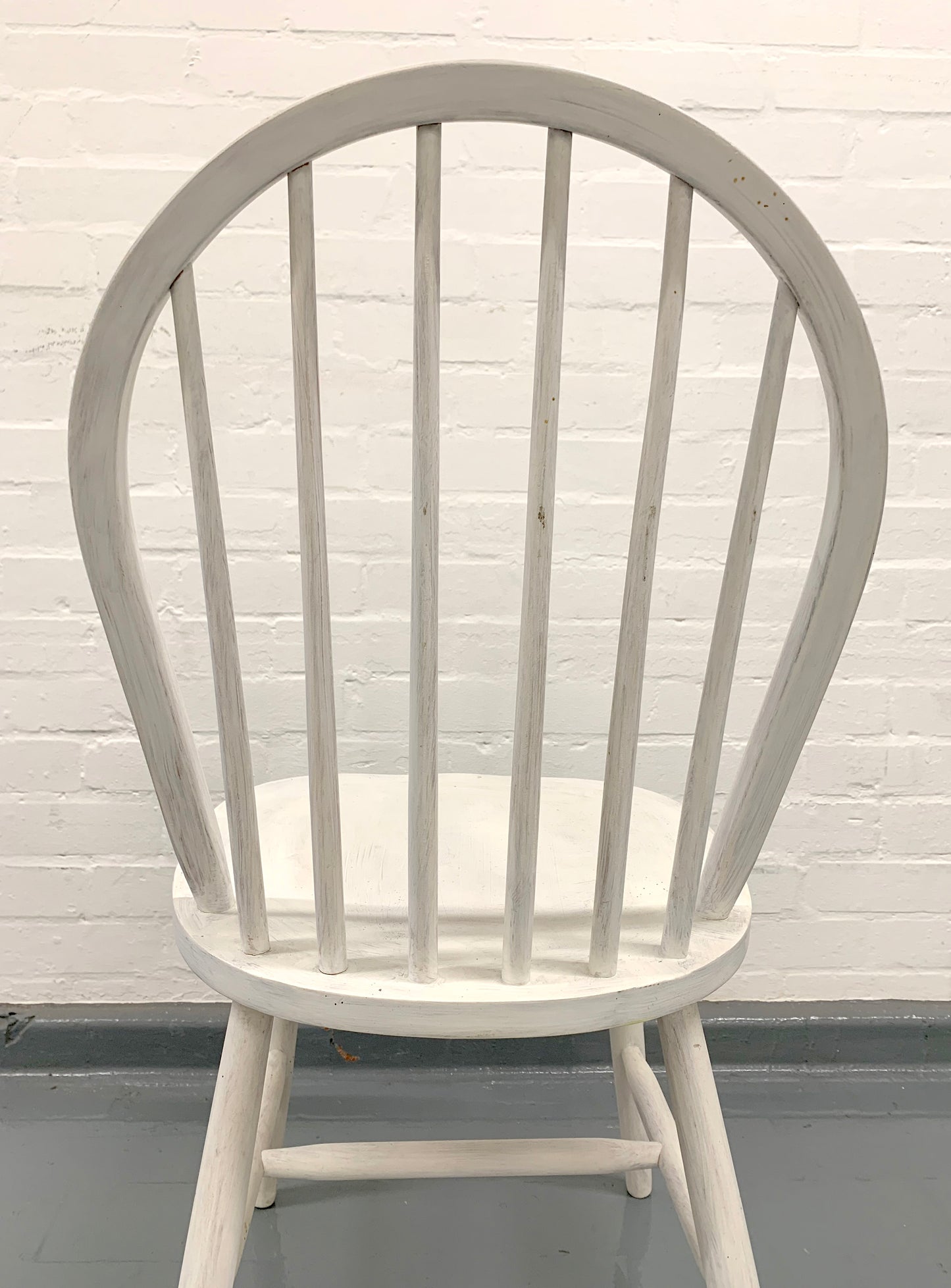 Hoop & Spindle Back Single Chair - Painted White, Solid, Needs final Restoration