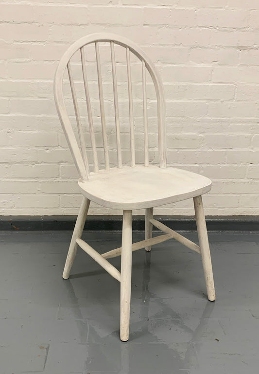 Hoop & Spindle Back Single Chair - Painted White, Solid, Needs final Restoration