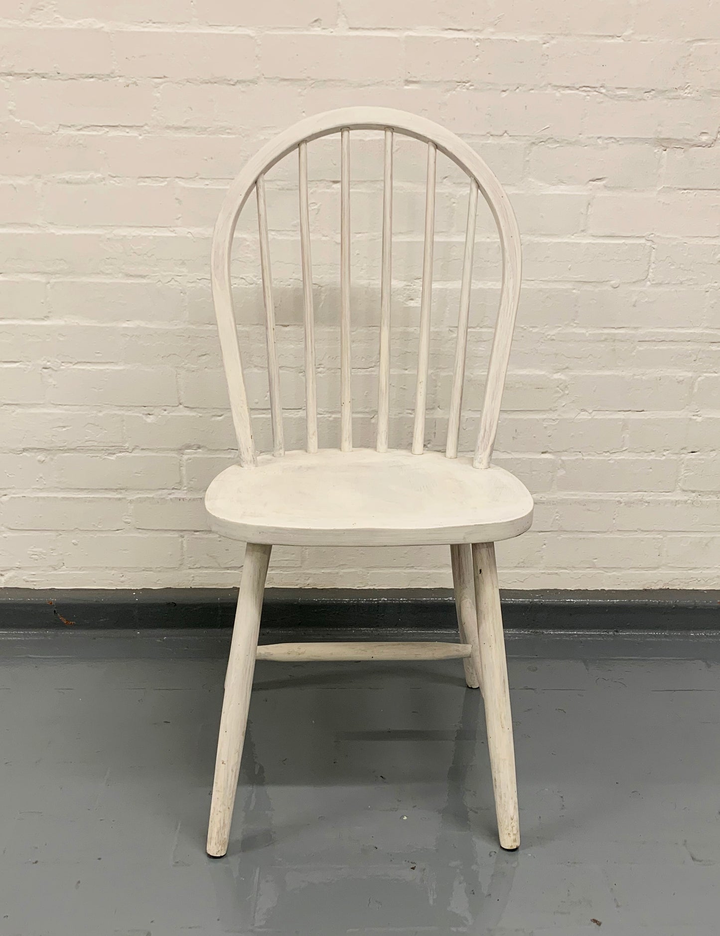 Hoop & Spindle Back Single Chair - Painted White, Solid, Needs final Restoration