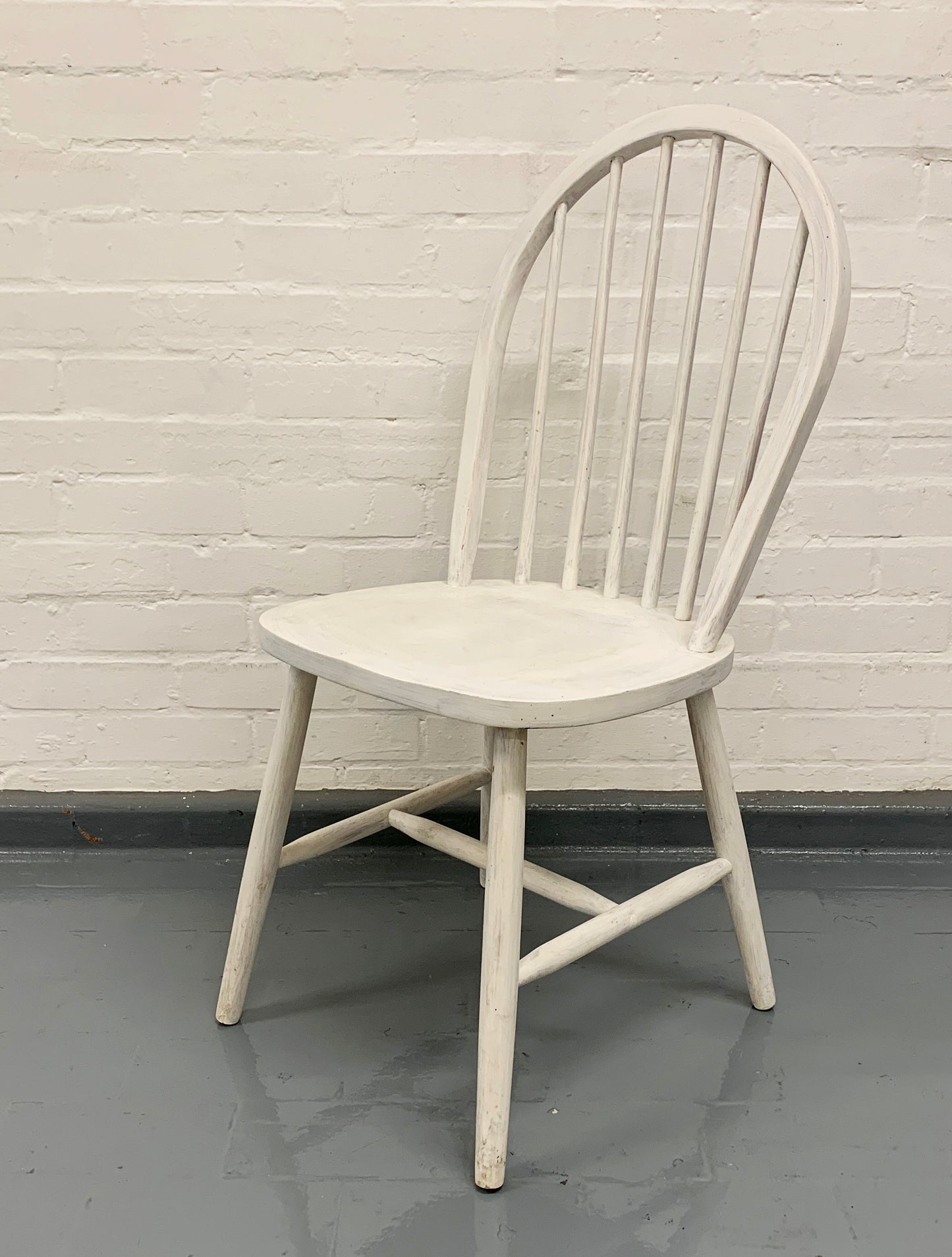 Hoop & Spindle Back Single Chair - Painted White, Solid, Needs final Restoration