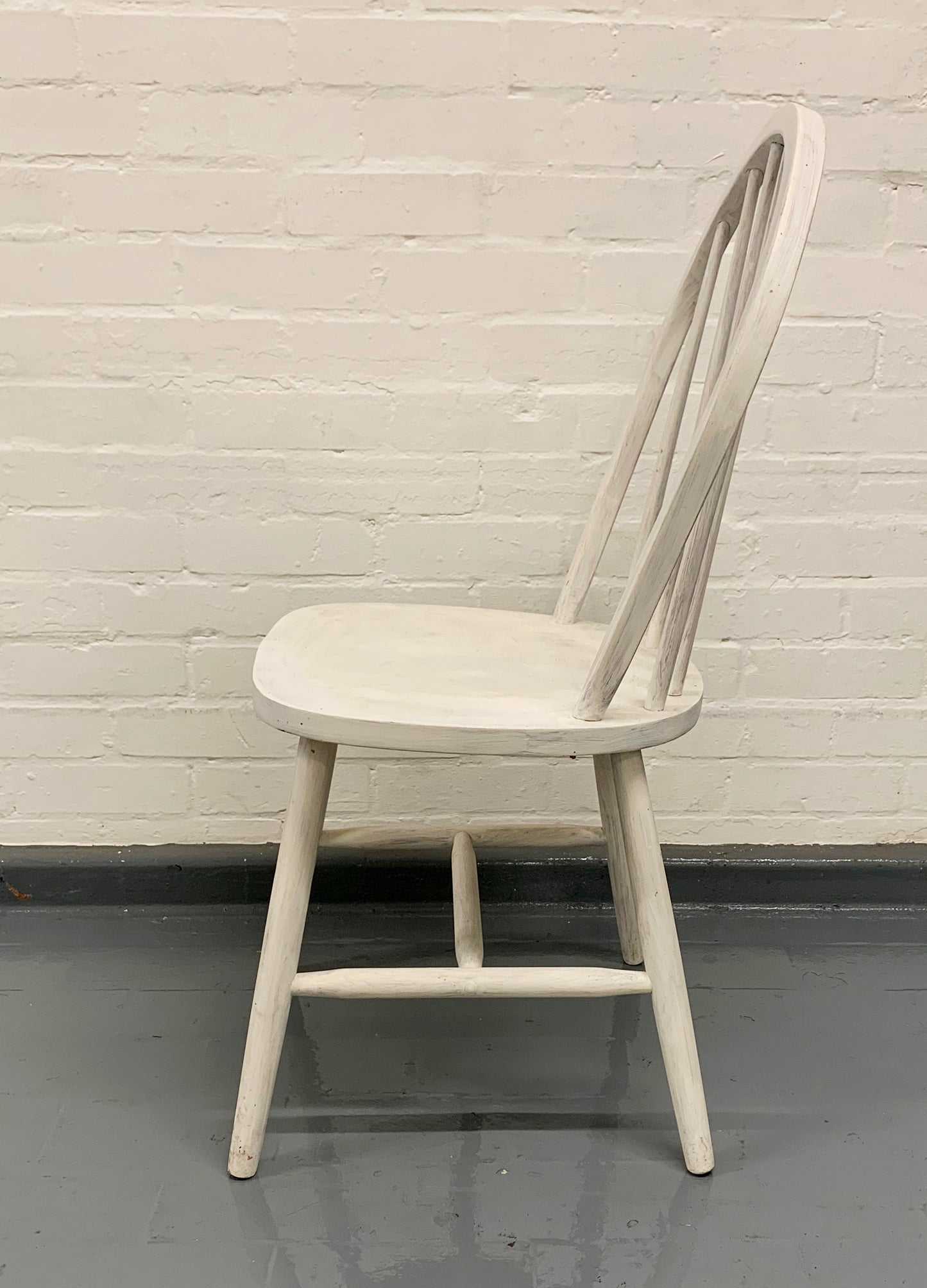 Hoop & Spindle Back Single Chair - Painted White, Solid, Needs final Restoration