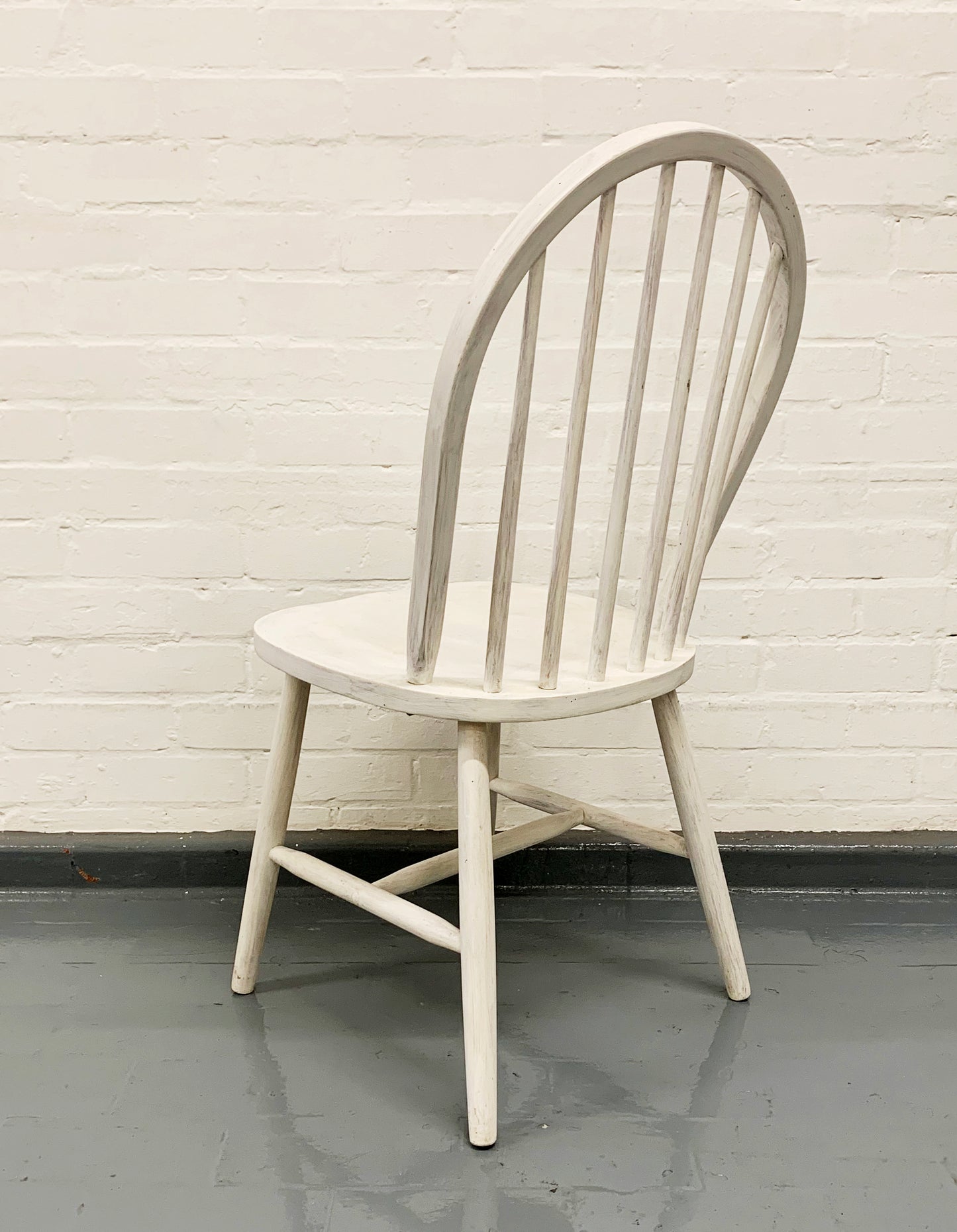 Hoop & Spindle Back Single Chair - Painted White, Solid, Needs final Restoration