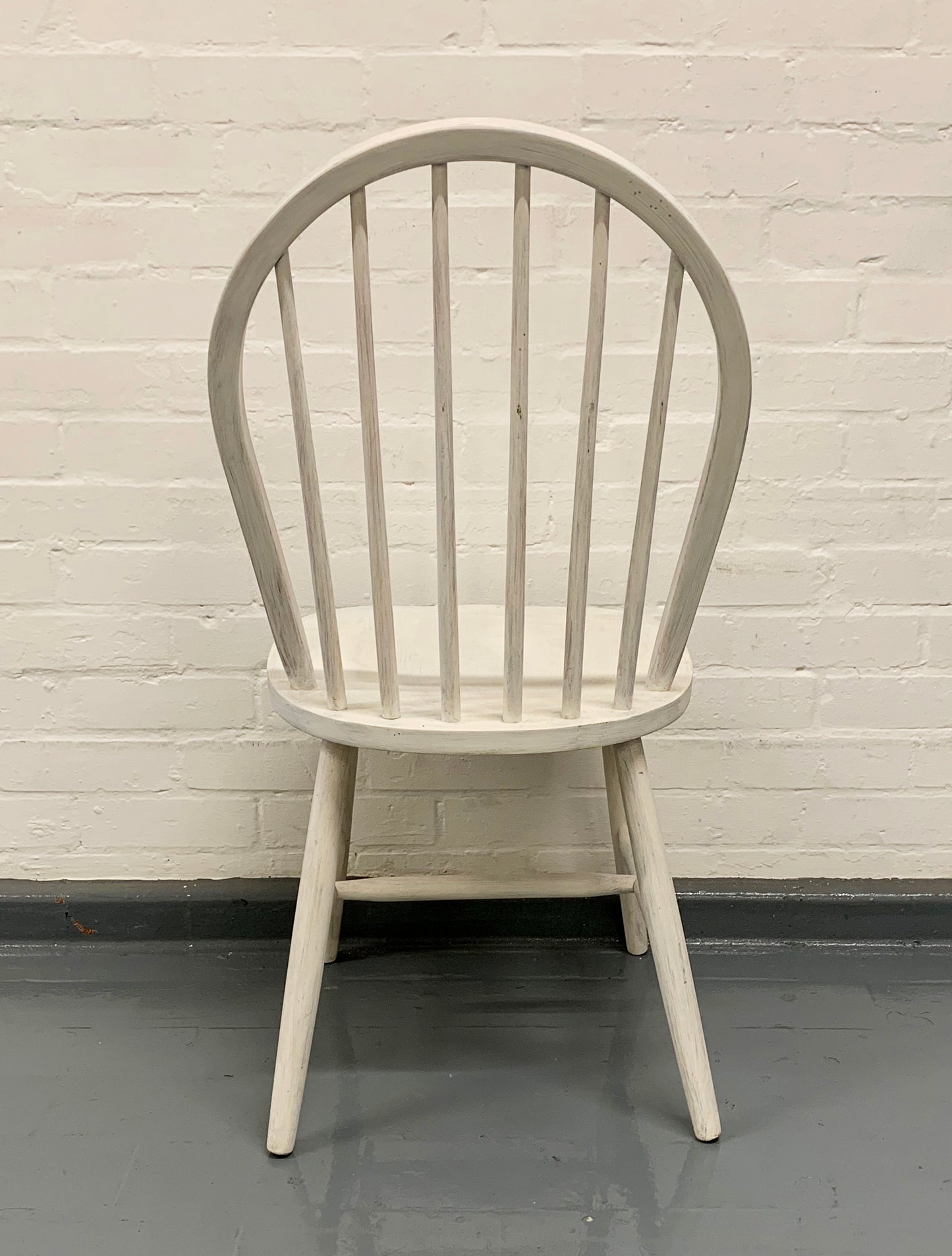 Hoop & Spindle Back Single Chair - Painted White, Solid, Needs final Restoration