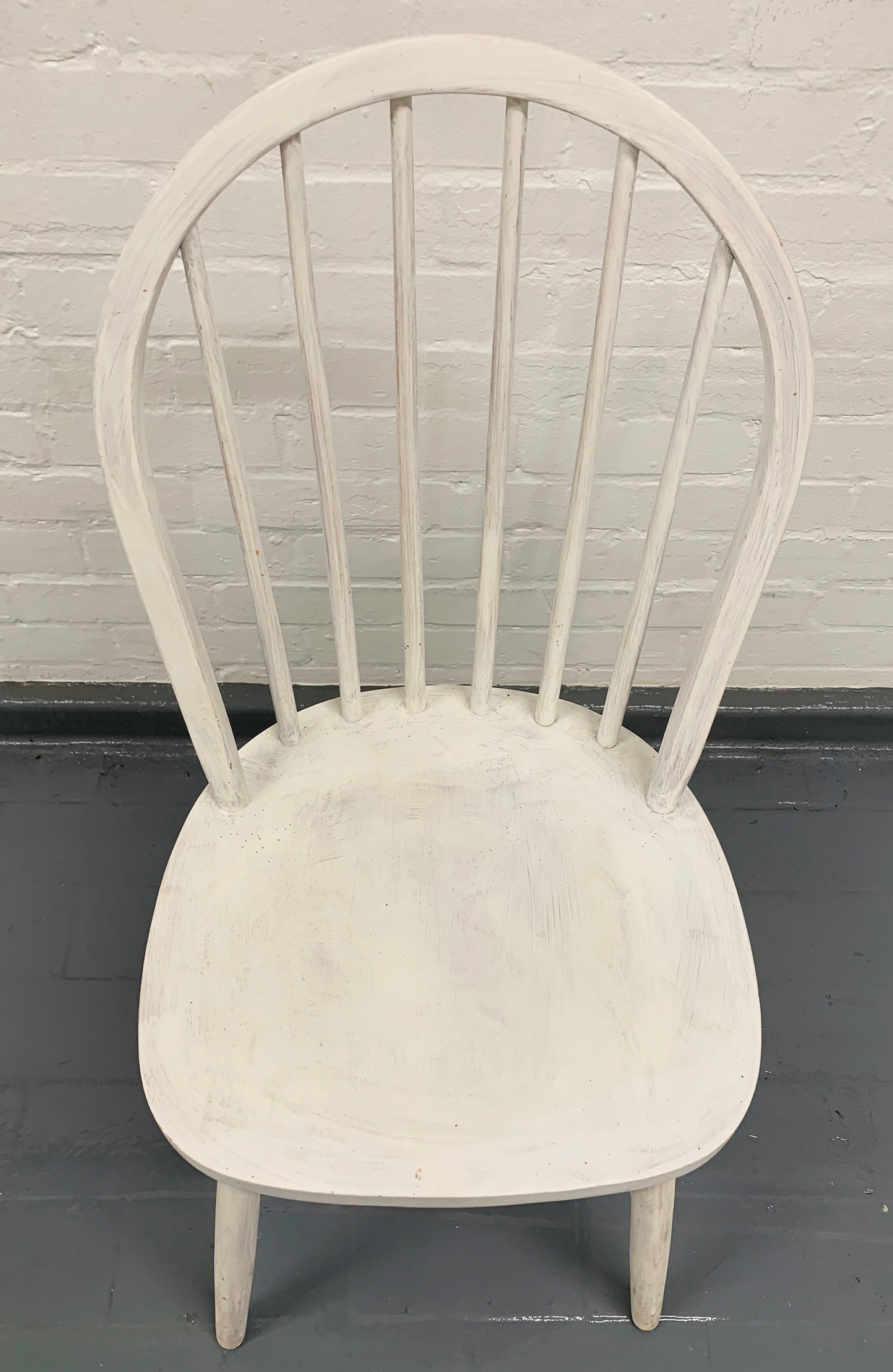 Hoop & Spindle Back Single Chair - Painted White, Solid, Needs final Restoration