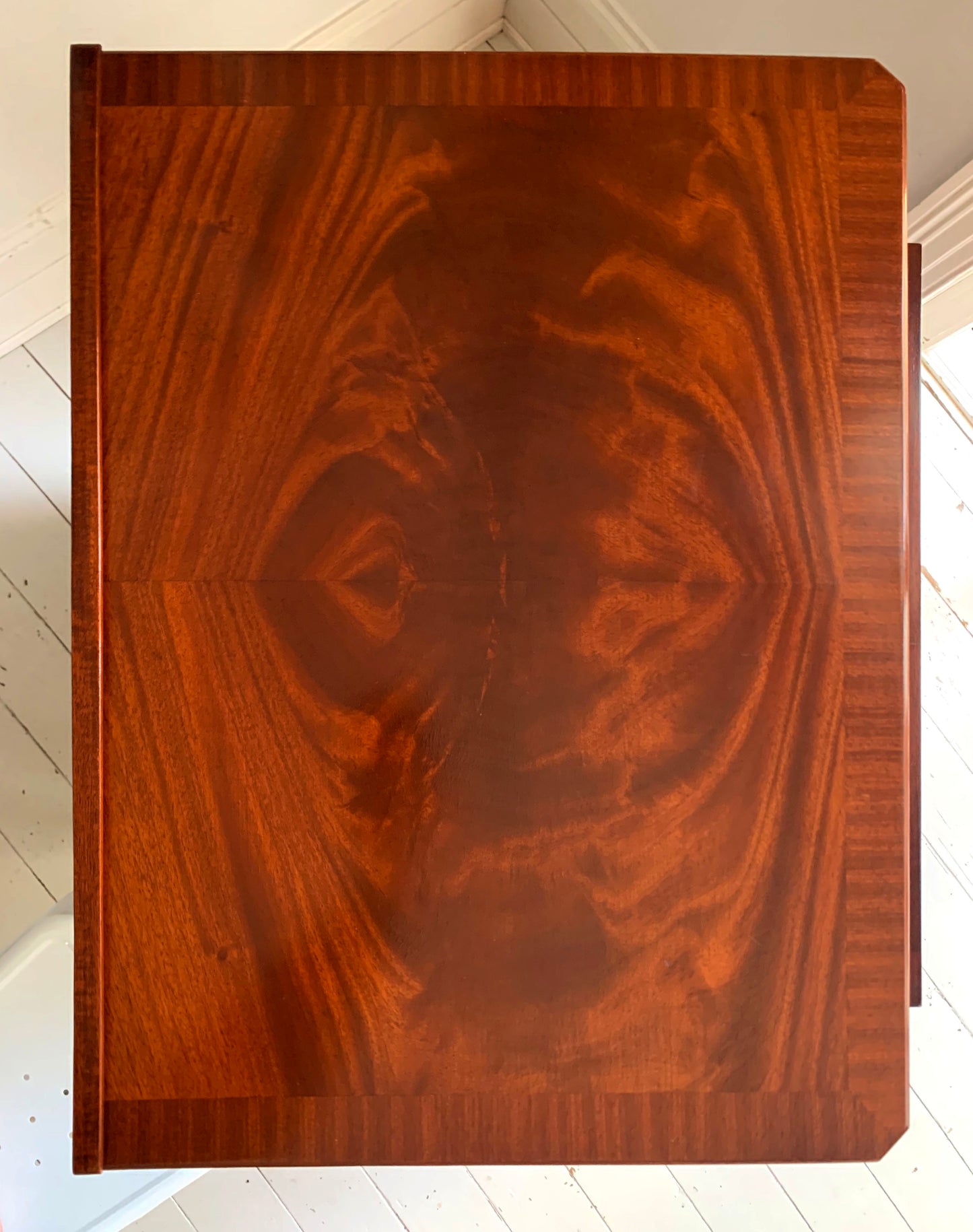 Antique Flame Mahogany Six Drawer Tallboy Chest of Drawers - 1930s