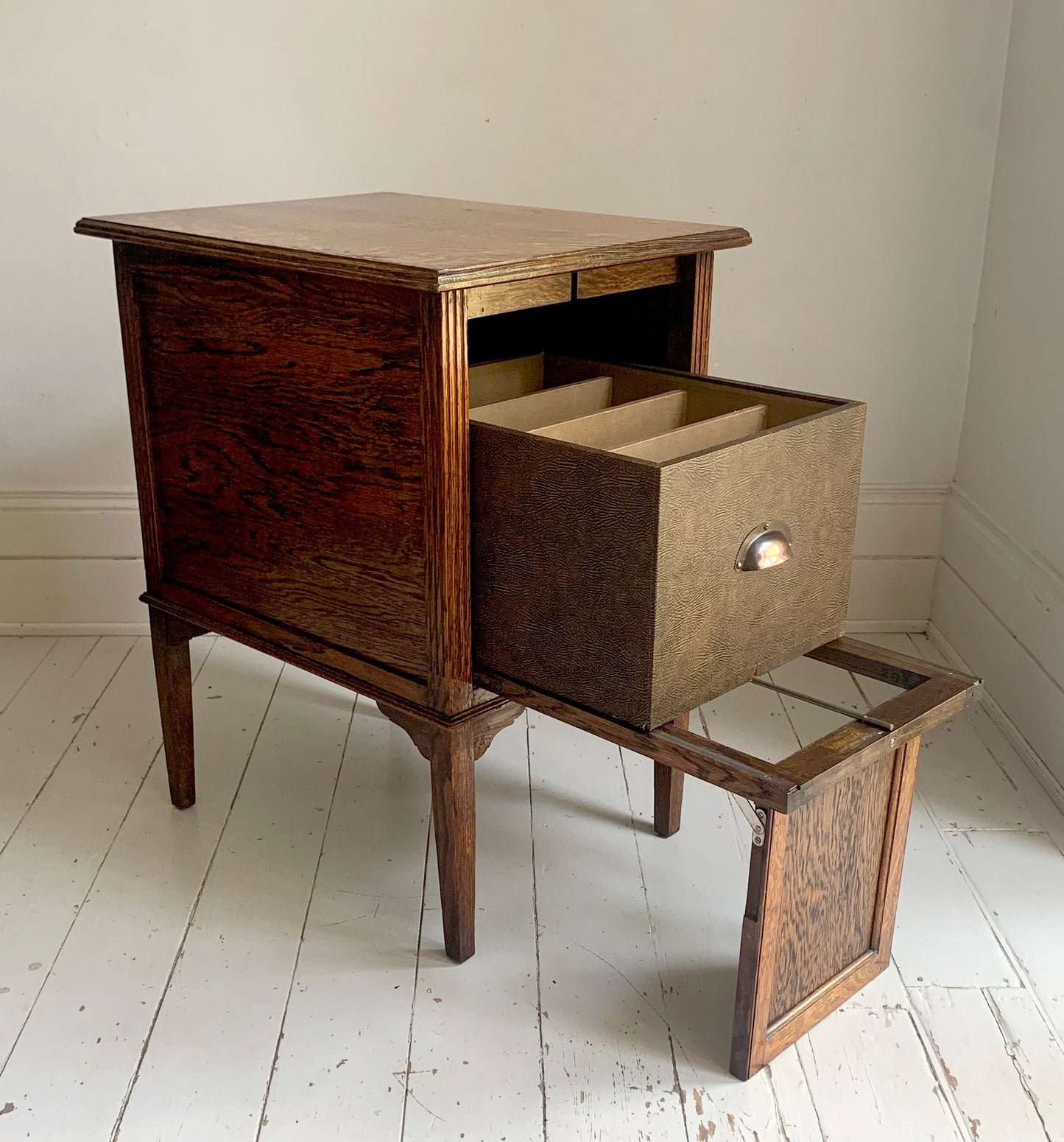 1930s Oak Filing Cabinet with Drop Down Front & Pull Out Filing - Barkingside