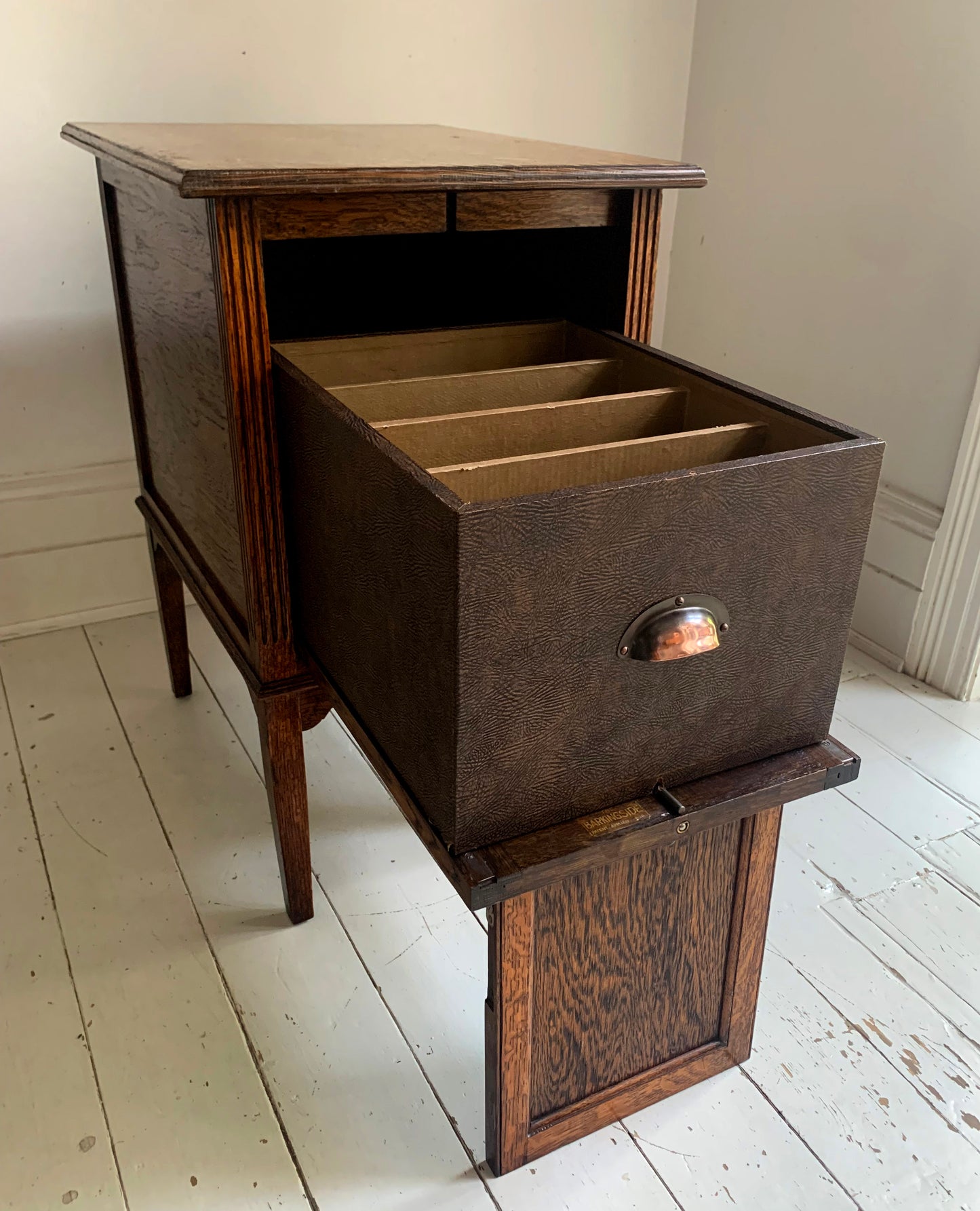 1930s Oak Filing Cabinet with Drop Down Front & Pull Out Filing - Barkingside