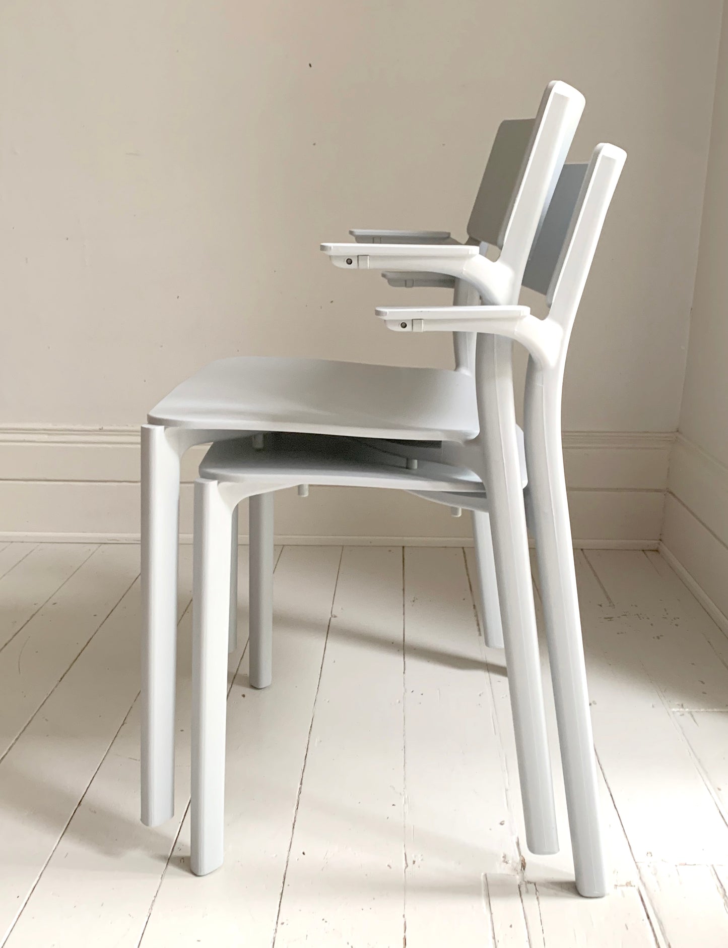 2 x IKEA Janinge Pale Grey Stacking Chairs Indoor / Outdoor, Excellent Condition