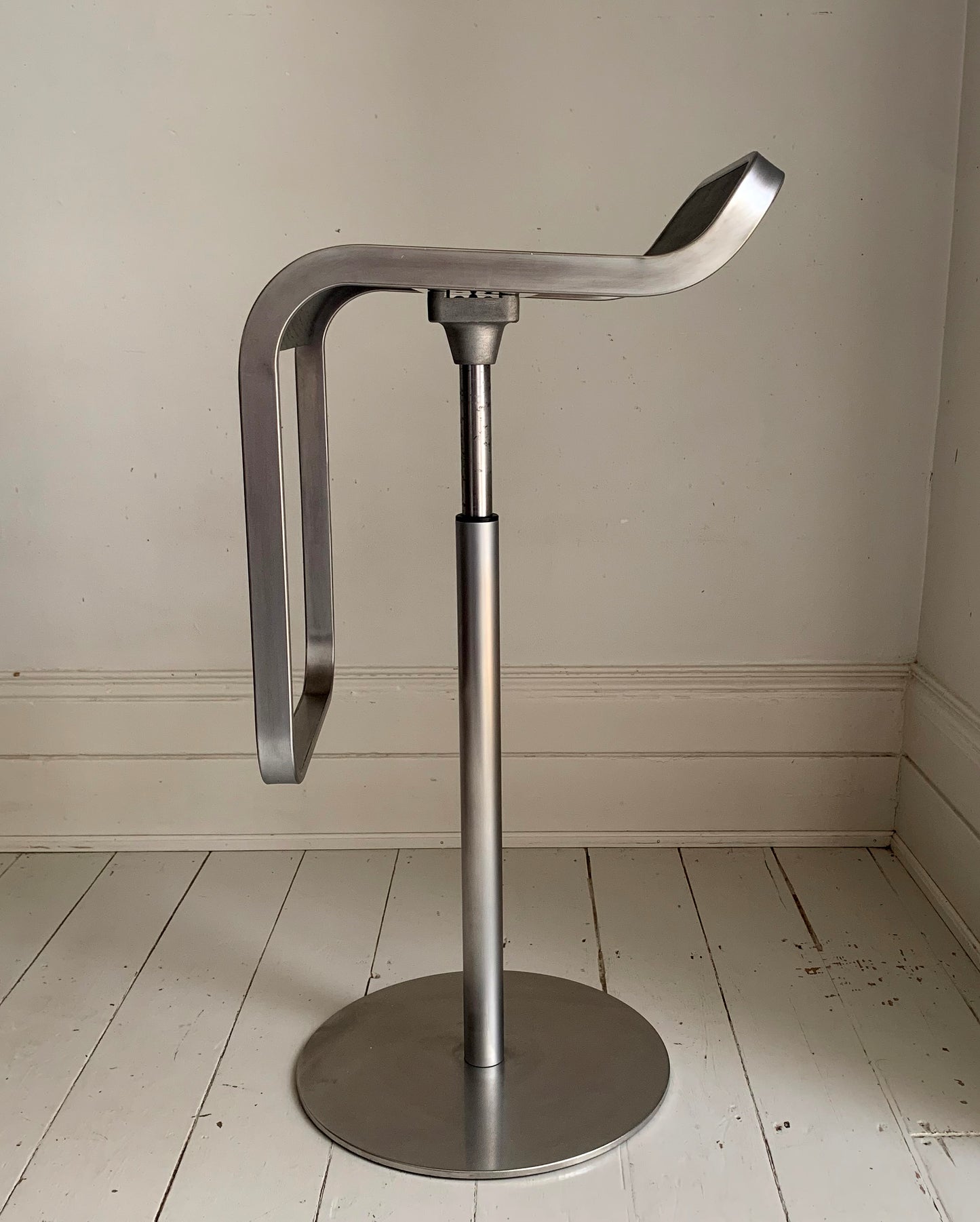 Lapalma Lem Stools x 2, Black Seat, Matt Chrome, Height Adjustable Bar Stools