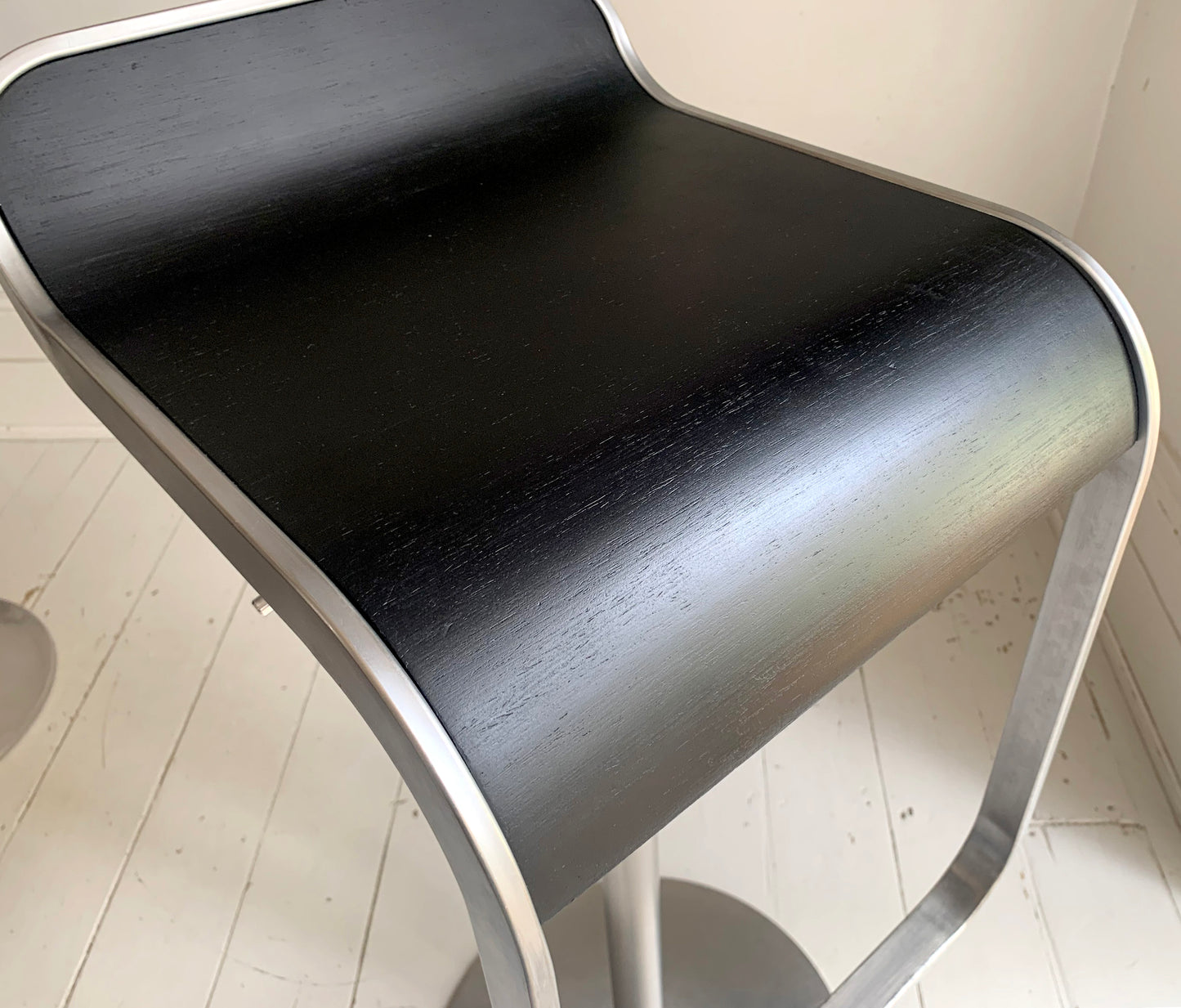 Lapalma Lem Stools x 2, Black Seat, Matt Chrome, Height Adjustable Bar Stools