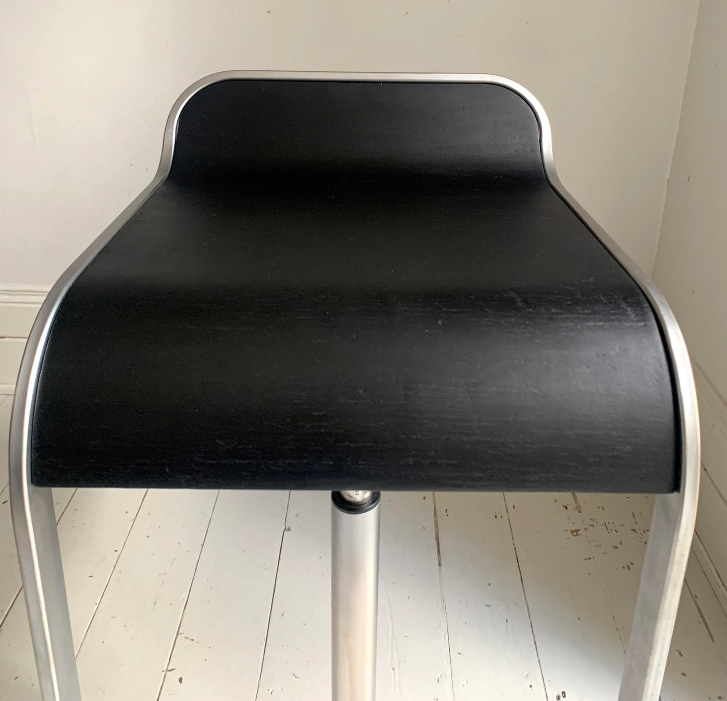 Lapalma Lem Stools x 2, Black Seat, Matt Chrome, Height Adjustable Bar Stools