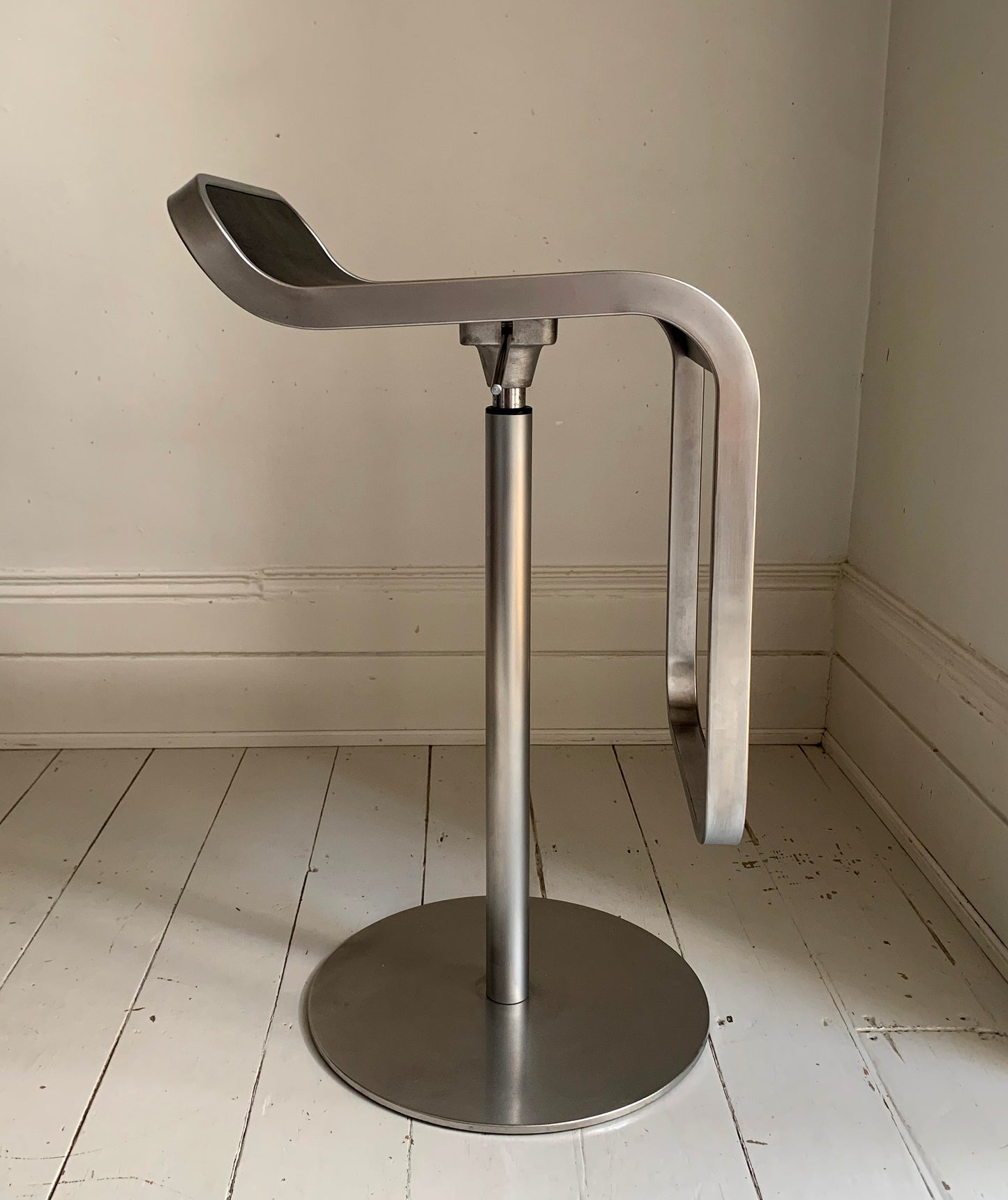 Lapalma Lem Stools x 2, Black Seat, Matt Chrome, Height Adjustable Bar Stools