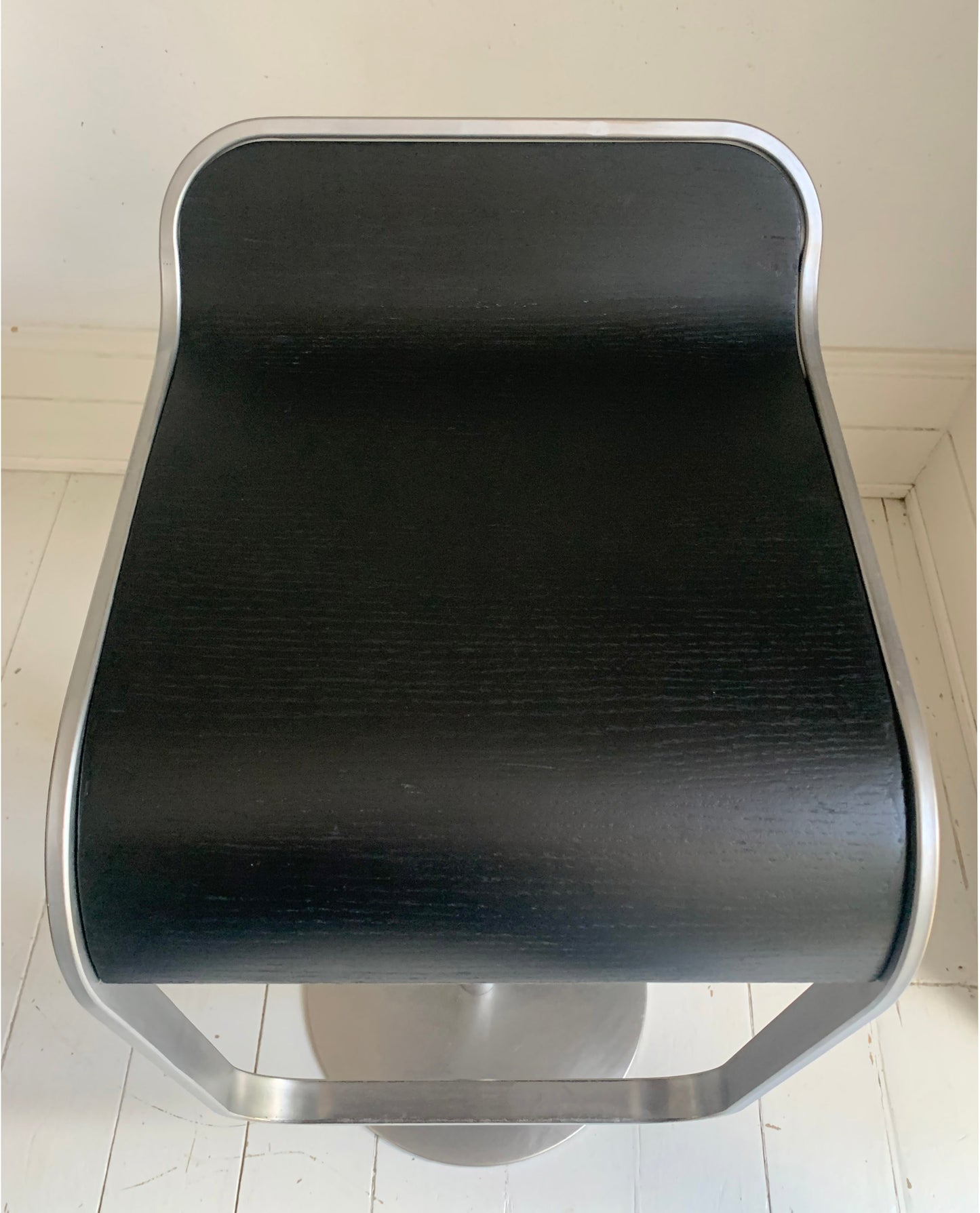 Lapalma Lem Stools x 2, Black Seat, Matt Chrome, Height Adjustable Bar Stools