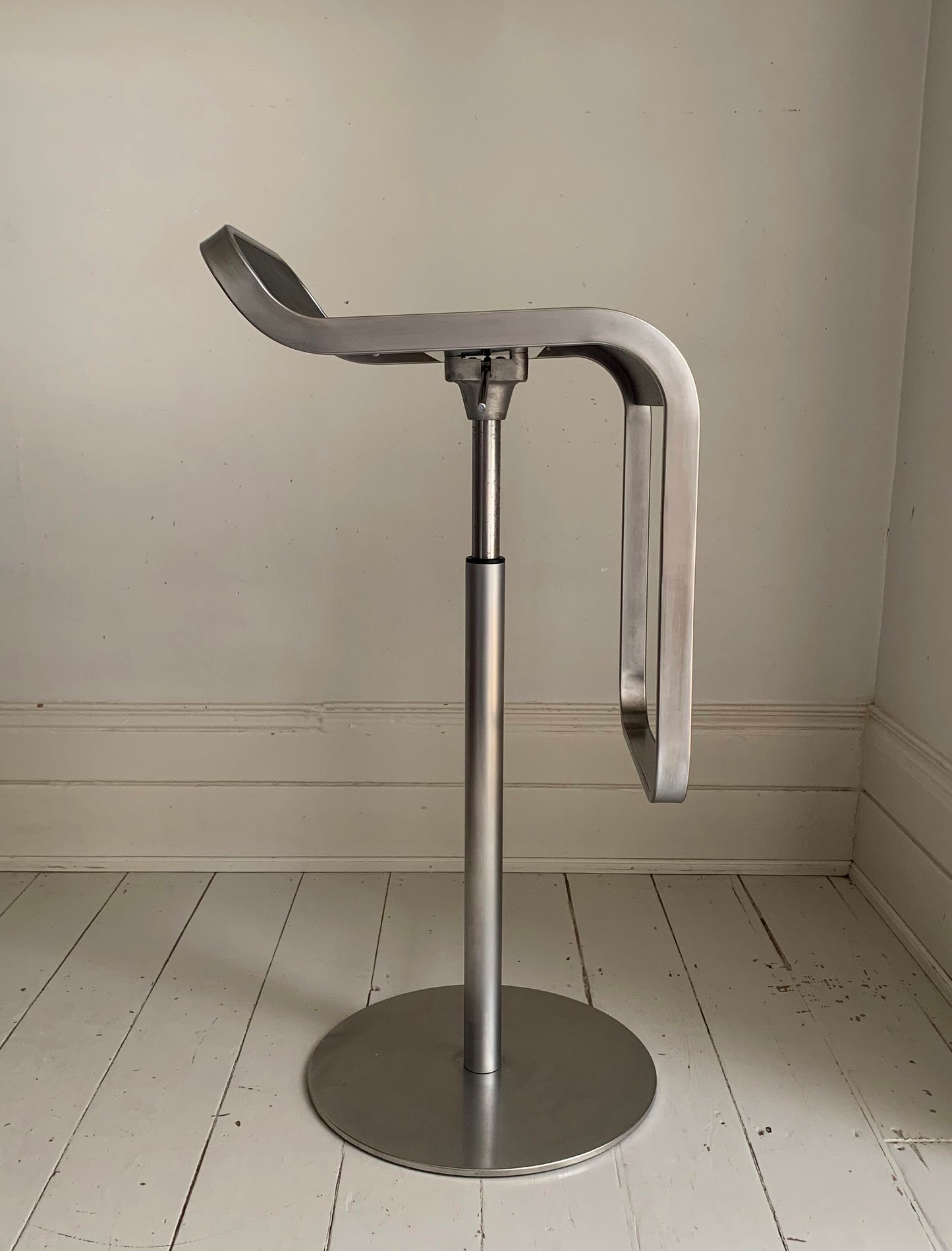 Lapalma Lem Stools x 2, Black Seat, Matt Chrome, Height Adjustable Bar Stools